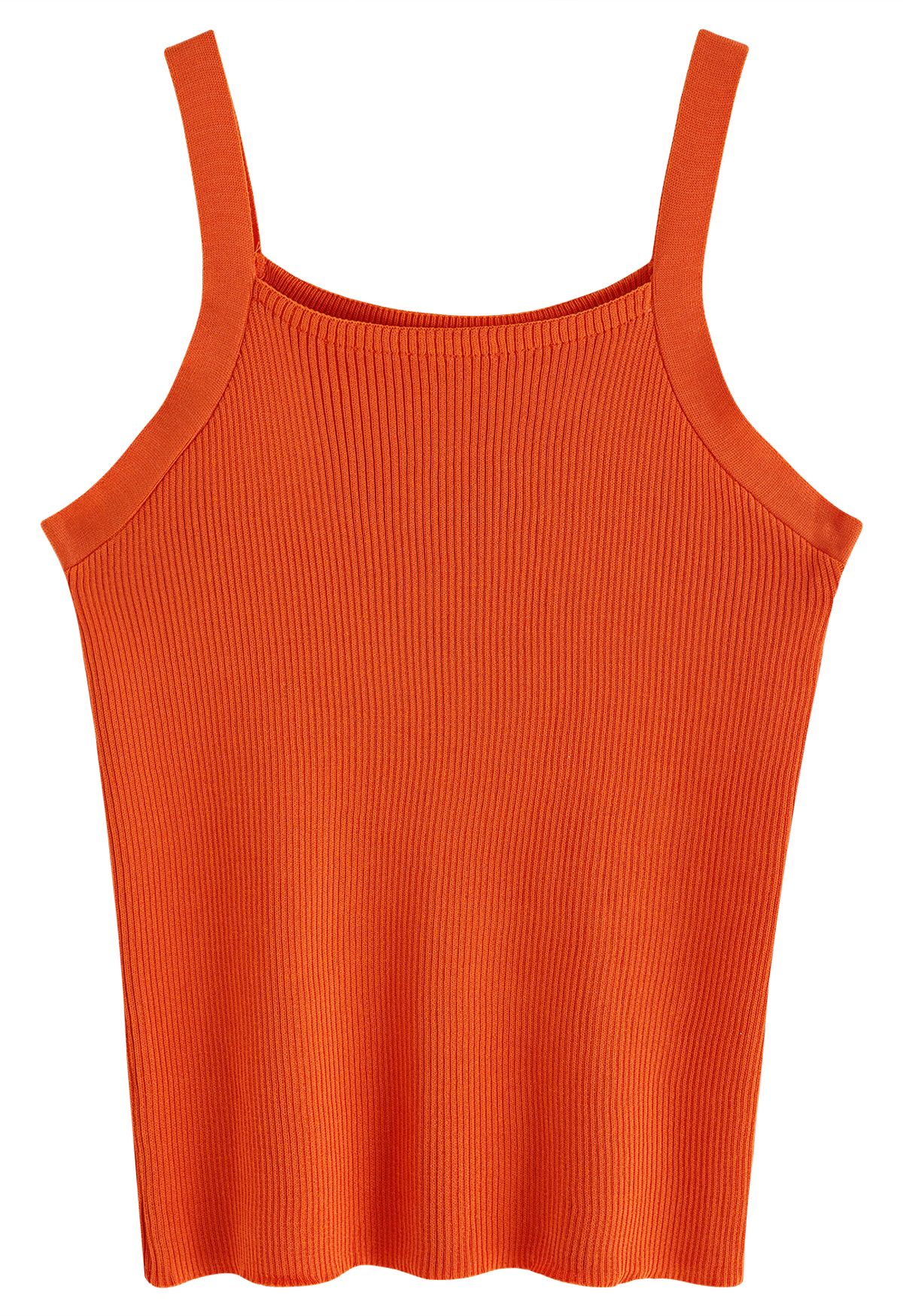 Stretchy Ribbed Knit Cami Top in Orange