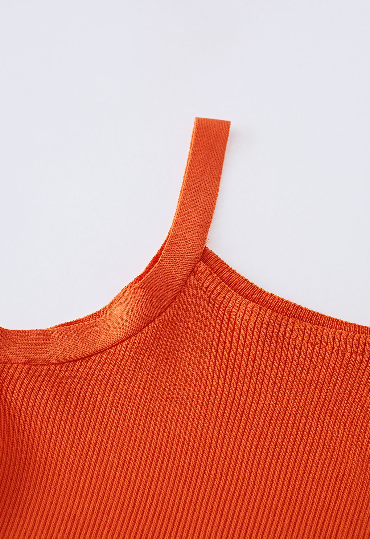 Stretchy Ribbed Knit Cami Top in Orange