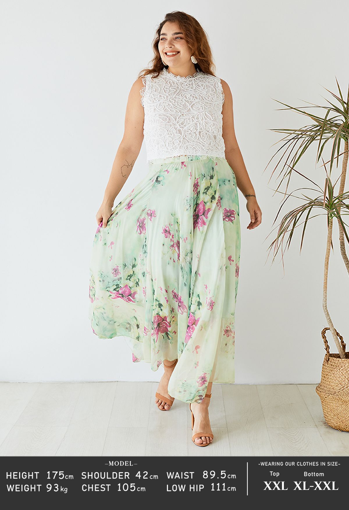 Floral and Frill Maxi Skirt