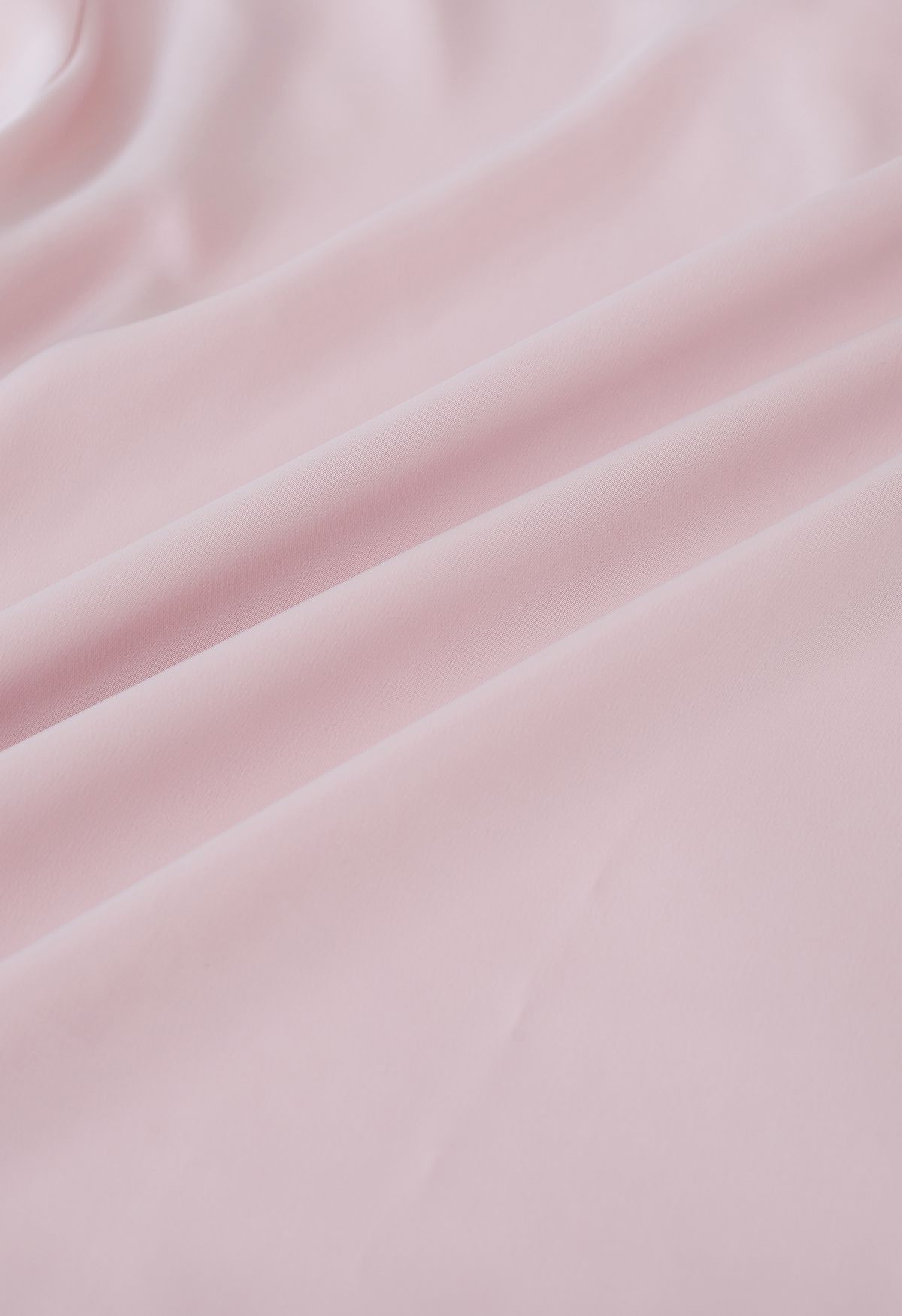 Pearl Mesh Spliced V-Neck Satin Top in Pink
