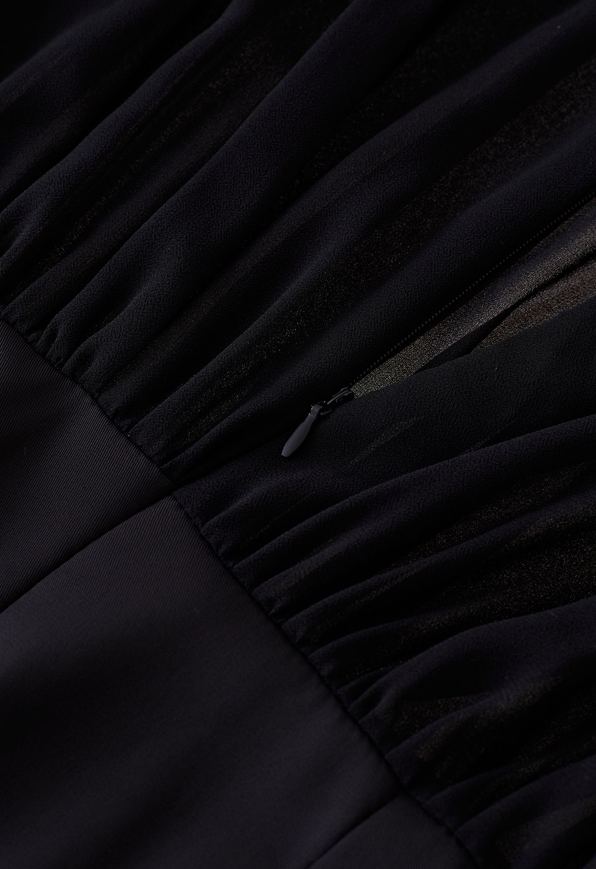 Sheer Spliced Wide-Leg Cropped Jumpsuit in Black