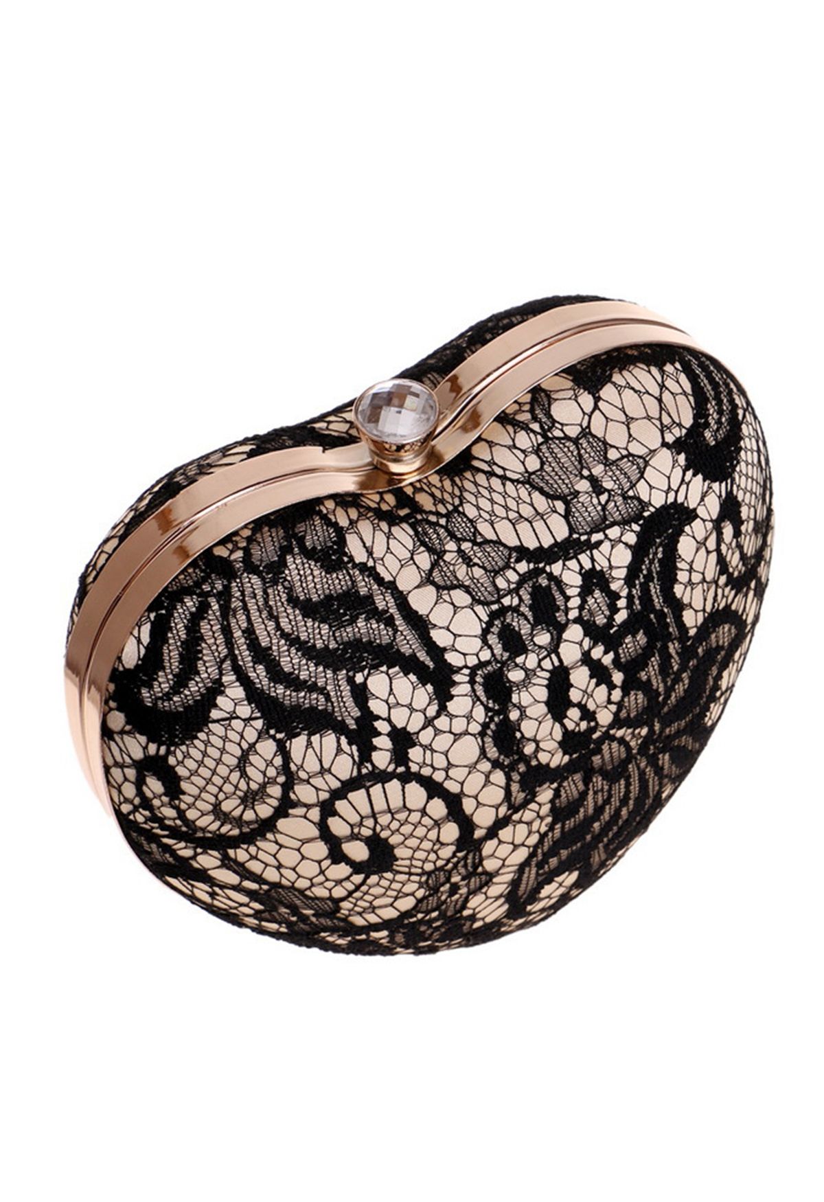 Mysterious Lace Heart Shape Clutch in Black