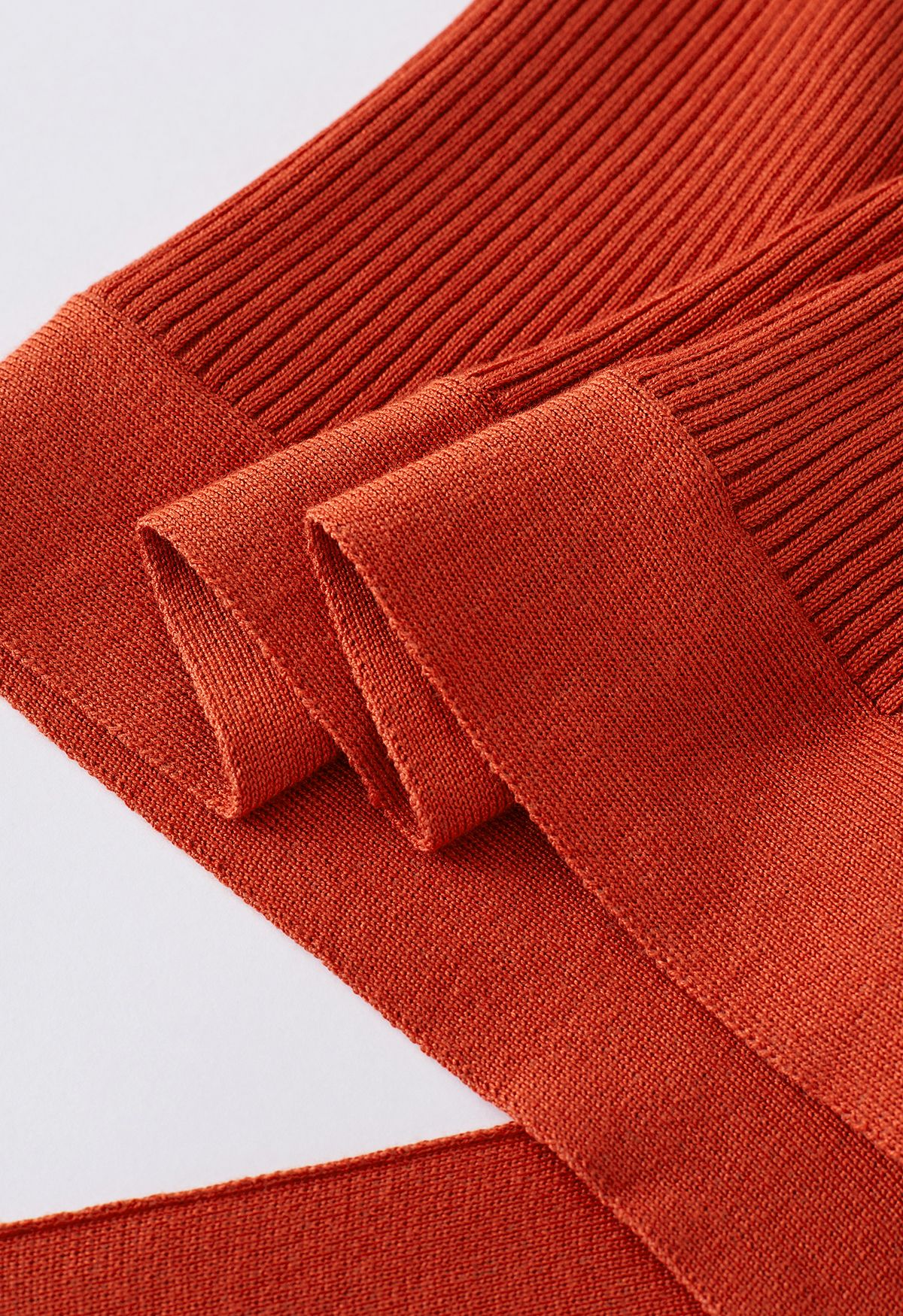 Tie Waist Knit Top and Pencil Skirt Set in Orange