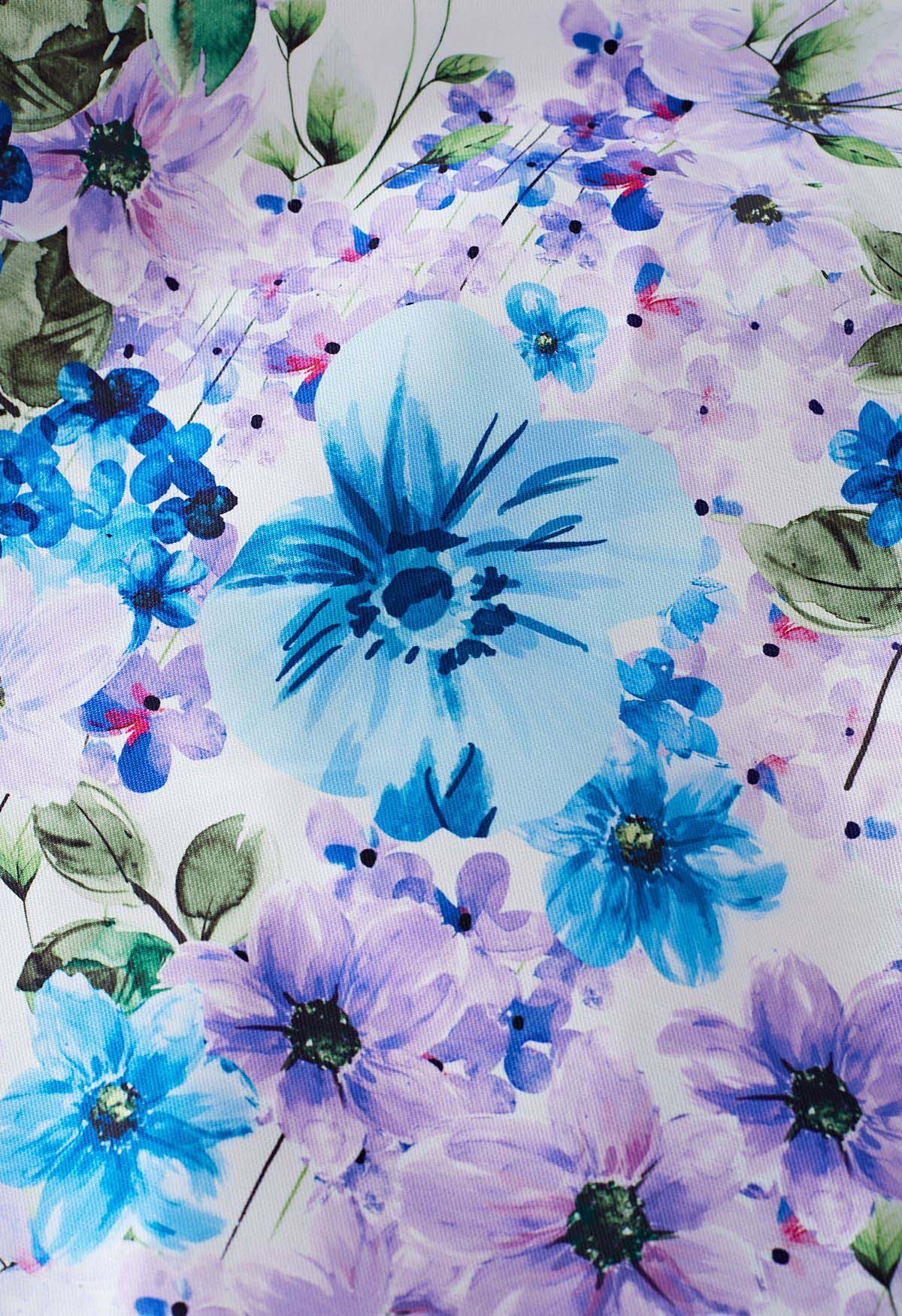 Flowery Scenery Sleeveless Midi Dress