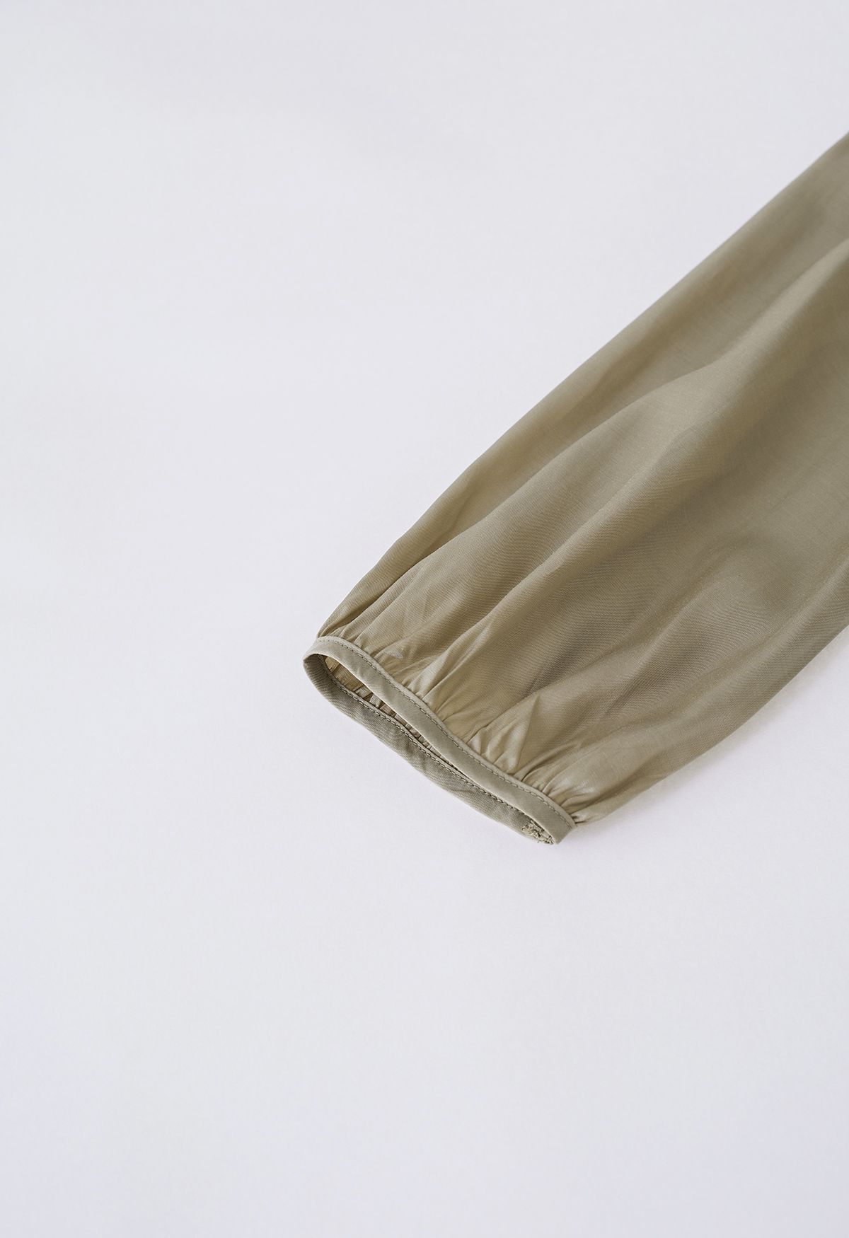 Side Waist Detail V-Neck Midi Dress in Khaki