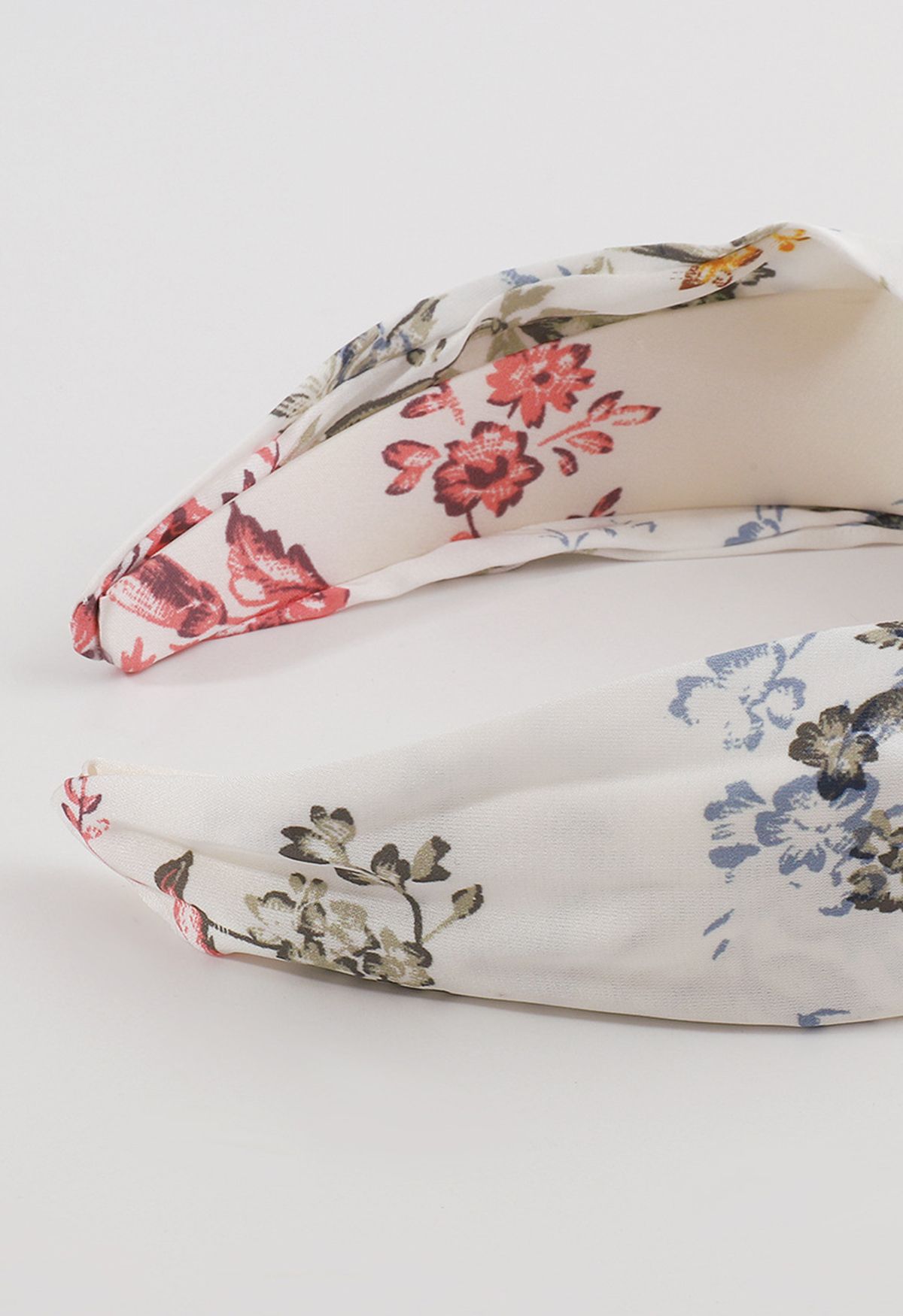 Floral Printed Knotted Headband in White