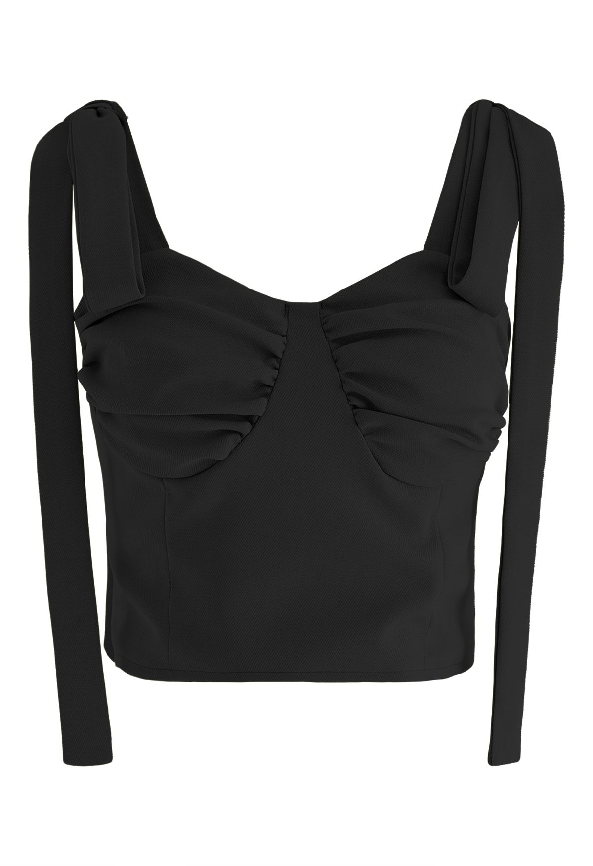 Tie-Strap Bustier Crop Top in Black