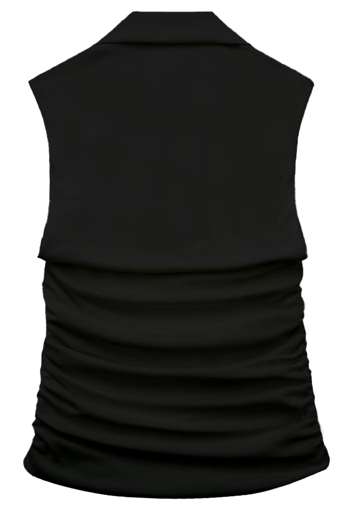 Square Neck Ruched Waist Sleeveless Top in Black
