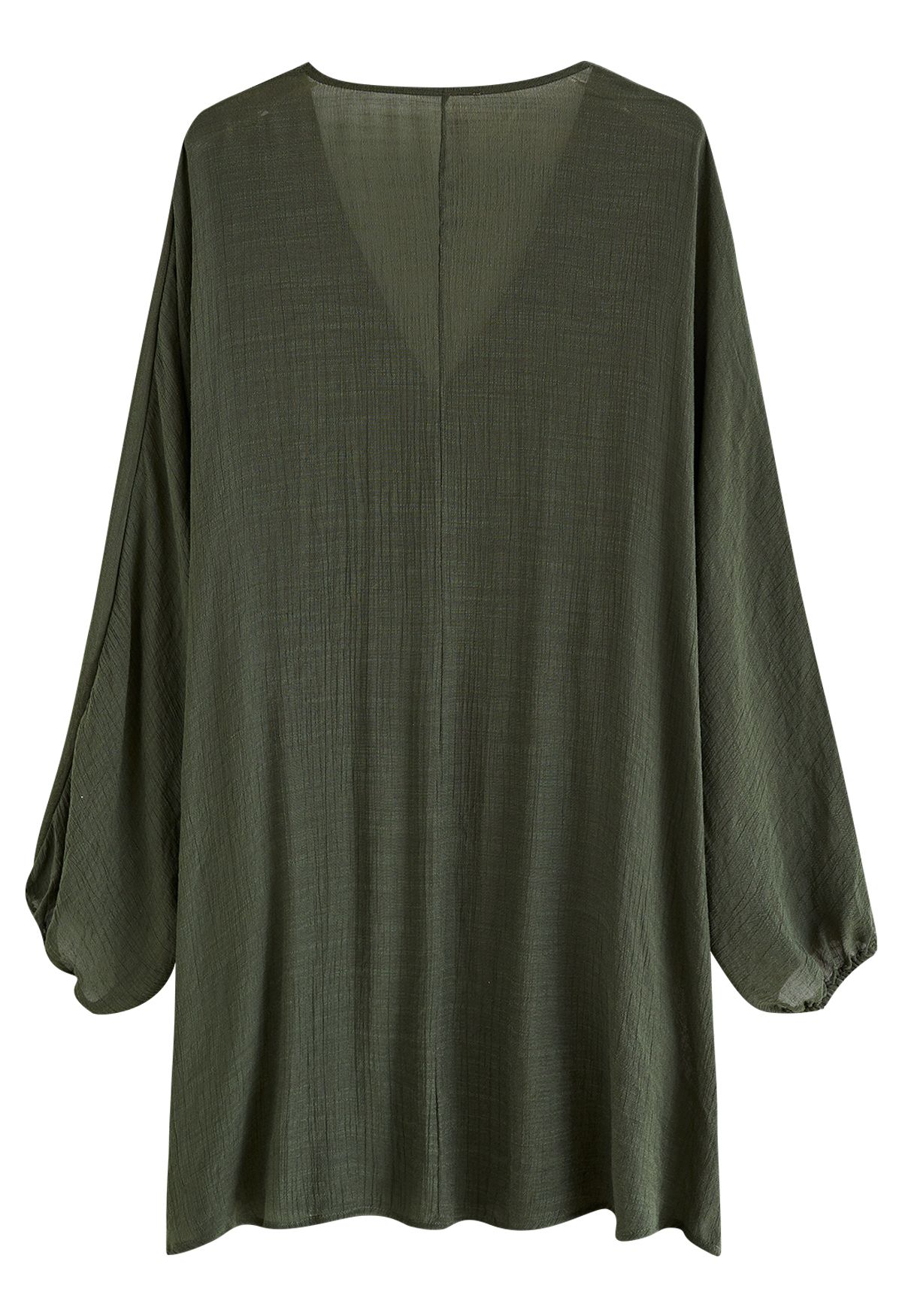 Batwing Sleeves V-Neck Tunic in Army Green