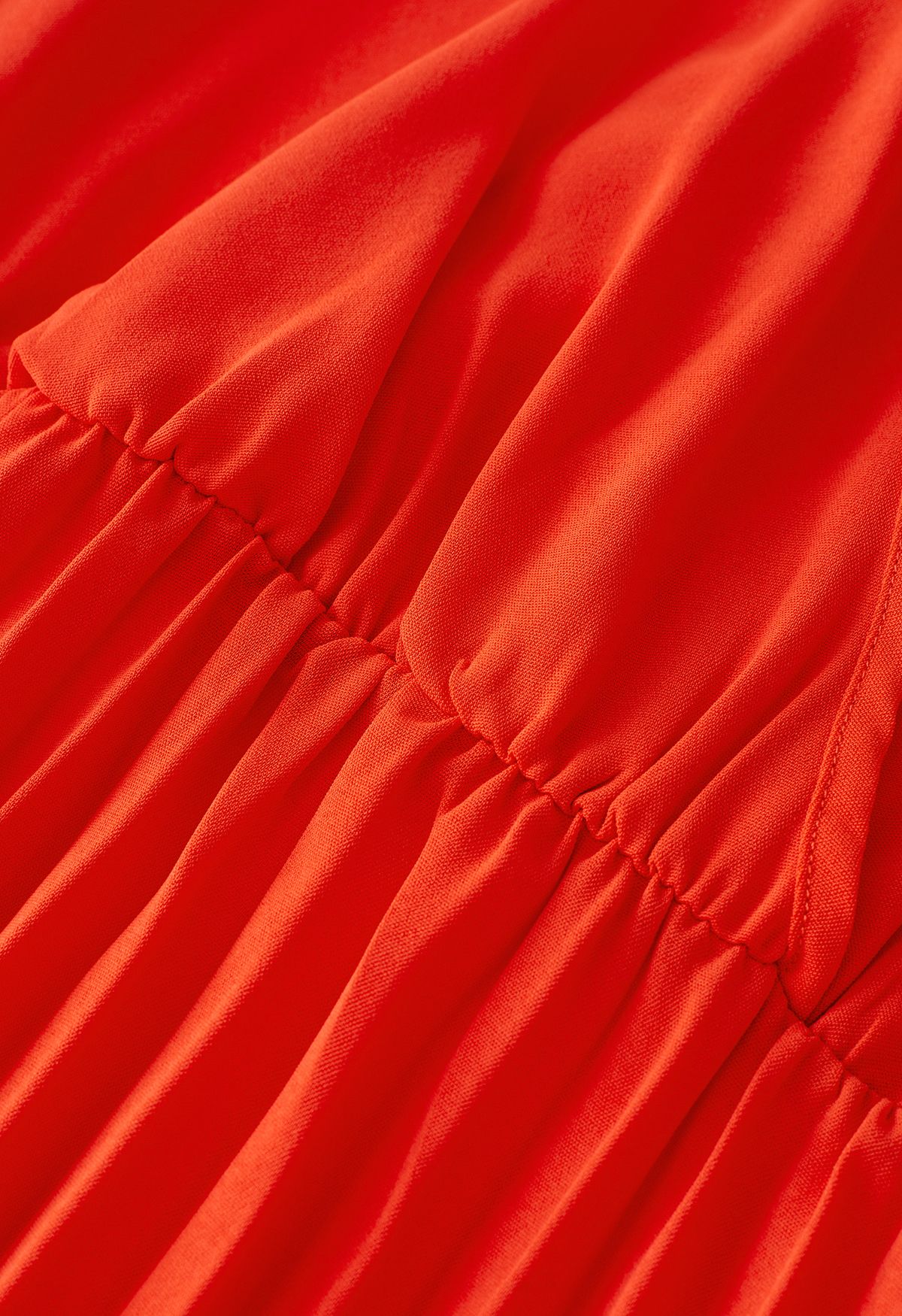 Sash Adorned Pleated Wrap Sleeveless Dress in Orange