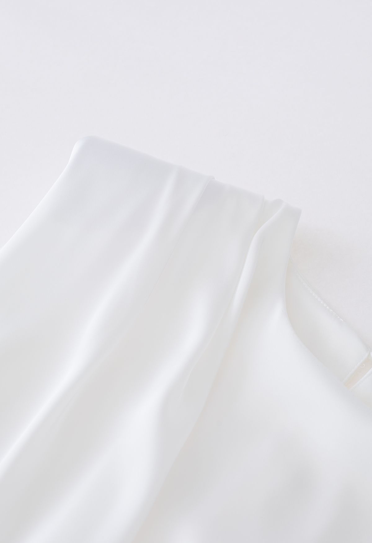 Satin Tie Back Sleeveless Top in White