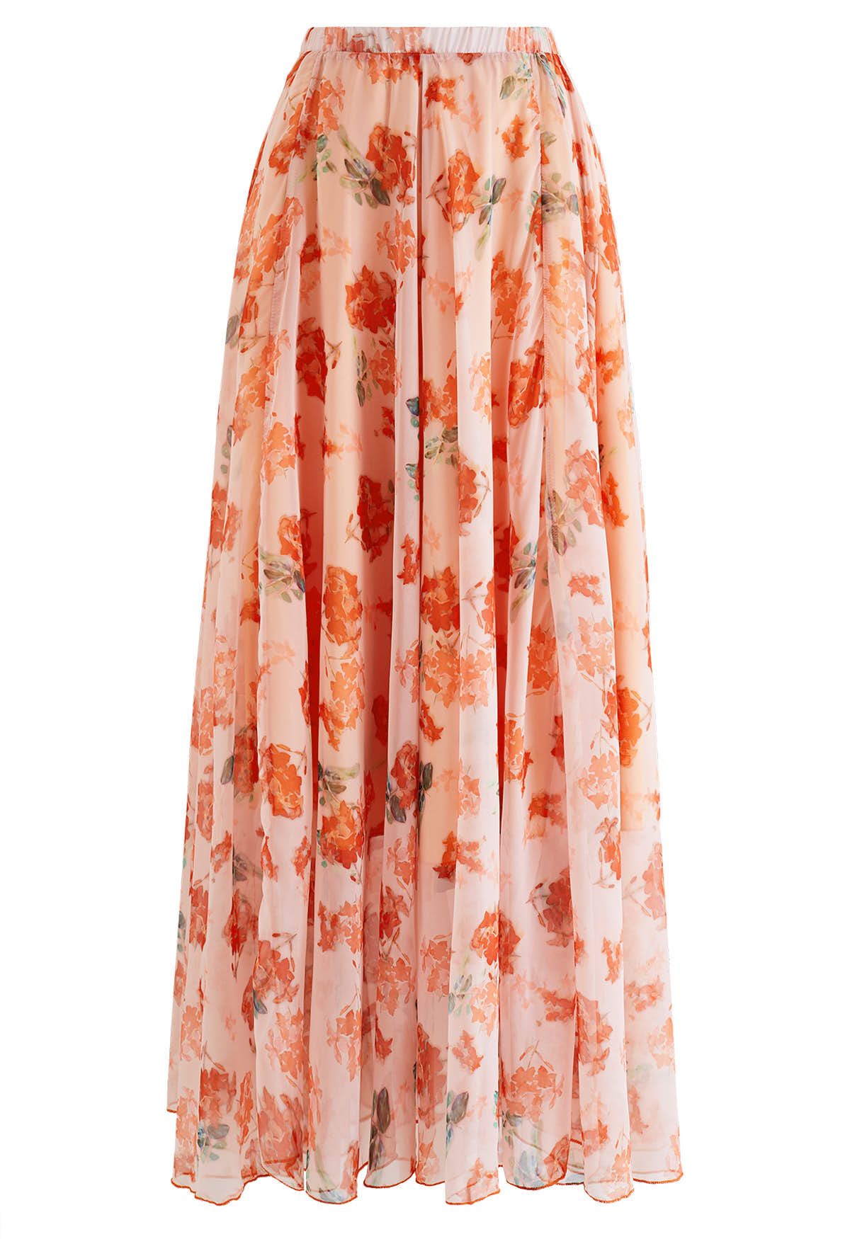 Midsummer Blossom Chiffon Maxi Skirt