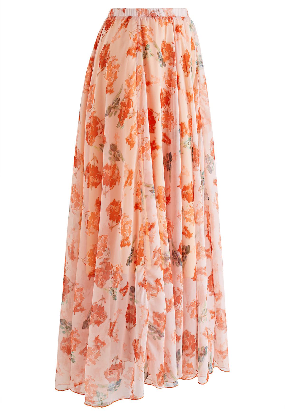 Midsummer Blossom Chiffon Maxi Skirt