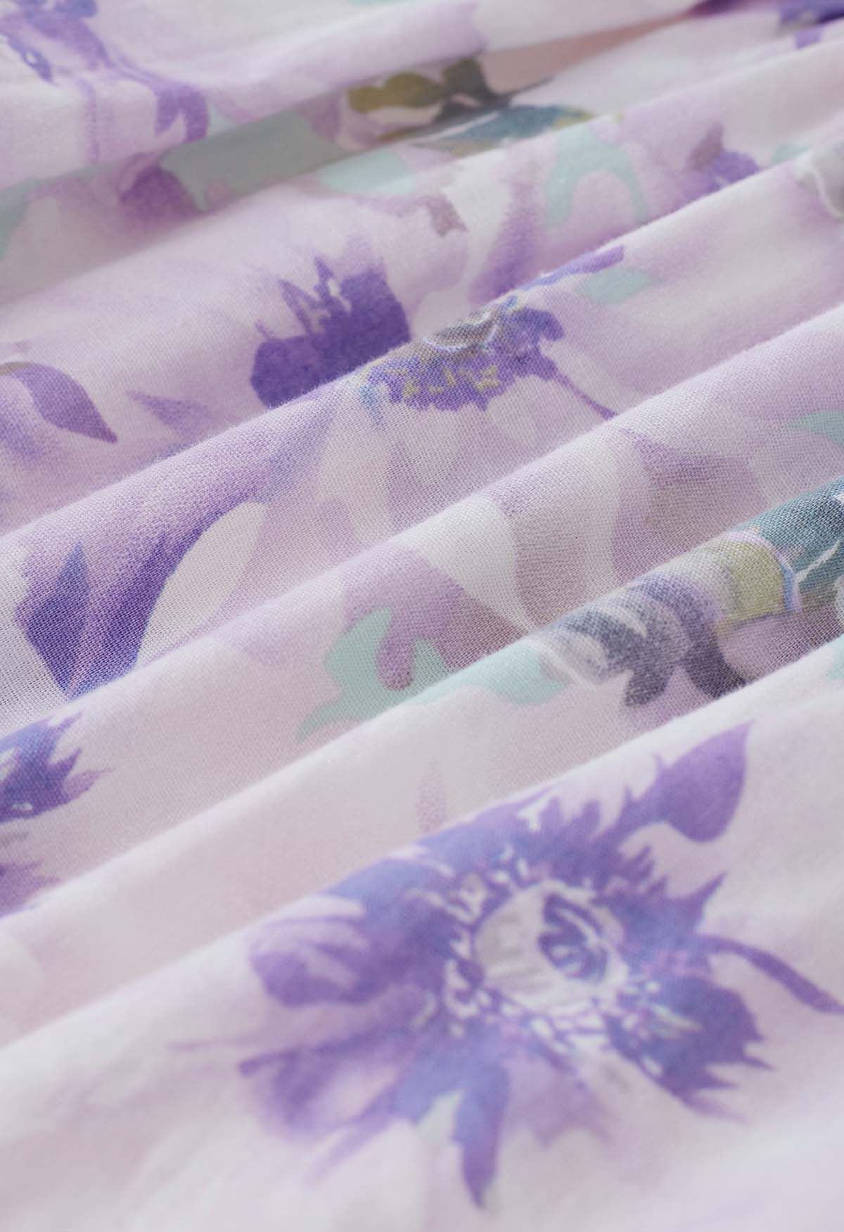 Lilac Blossom Tie-Strap Maxi Dress