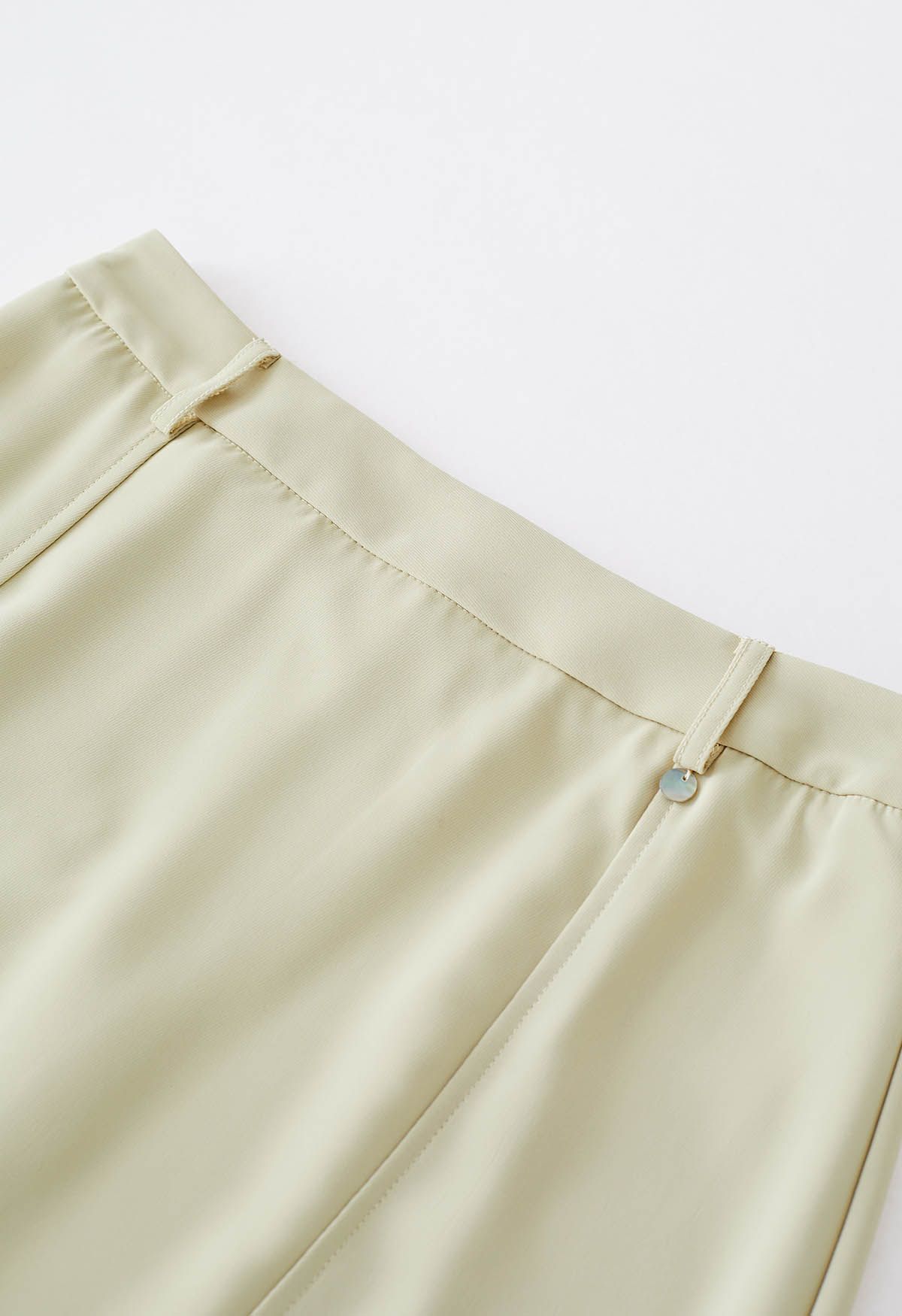 Irregular Hem Seam Detailing Midi Skirt in Lime