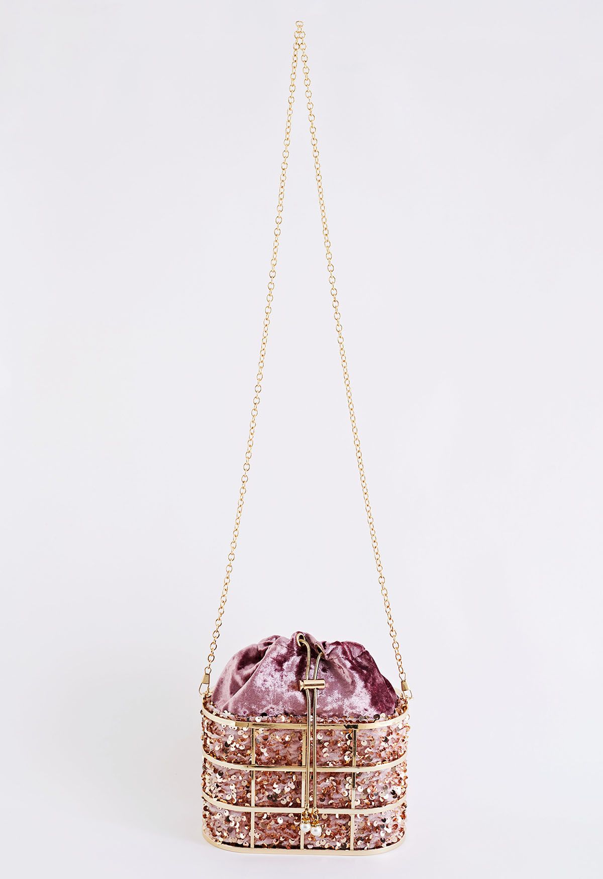Velvet Sequin Holli Bag in Pink