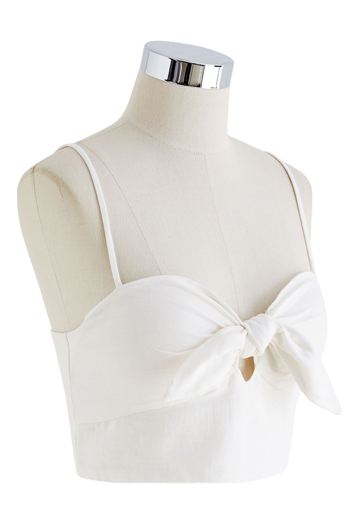 Tie Knot Cami Crop Top in White