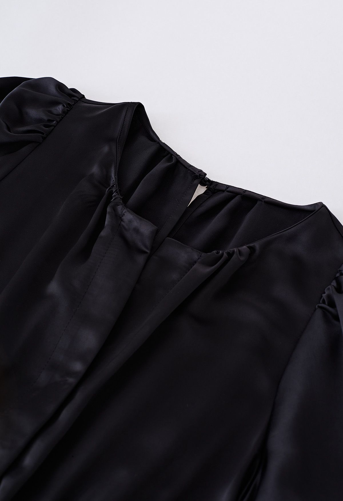 Satin Finish Short Sleeve Jumpsuit in Black