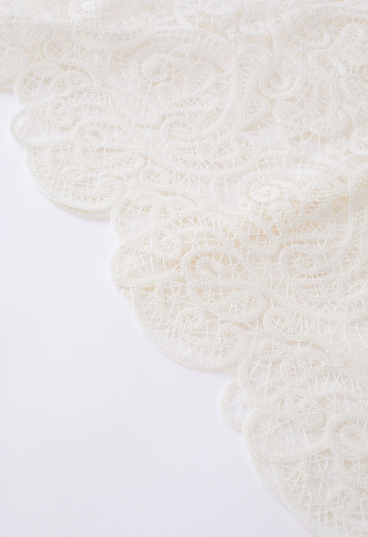 Full Paisley Cutwork Crochet Tie Waist Midi Dress