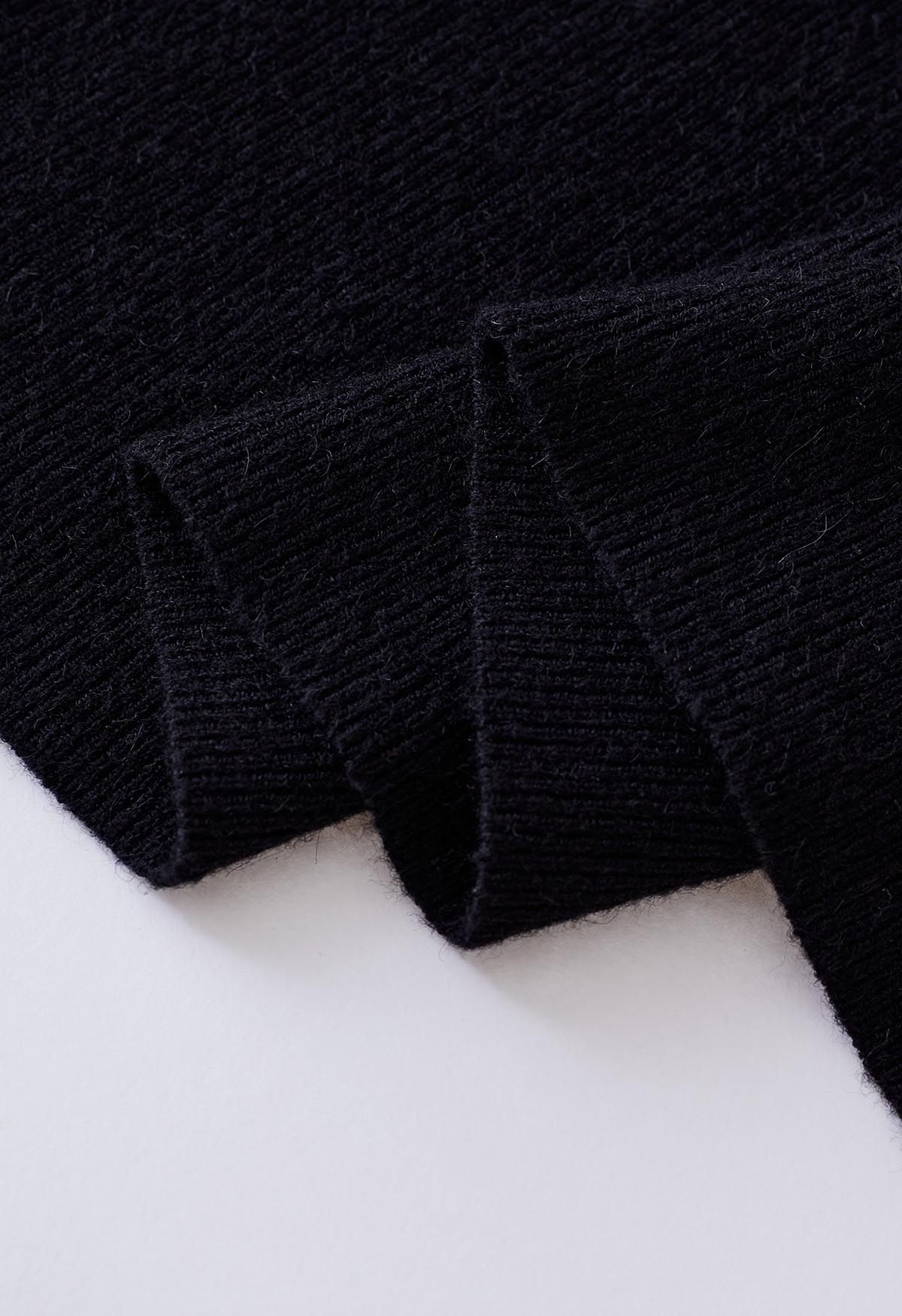 Front Slit Bodycon Knit Dress in Black