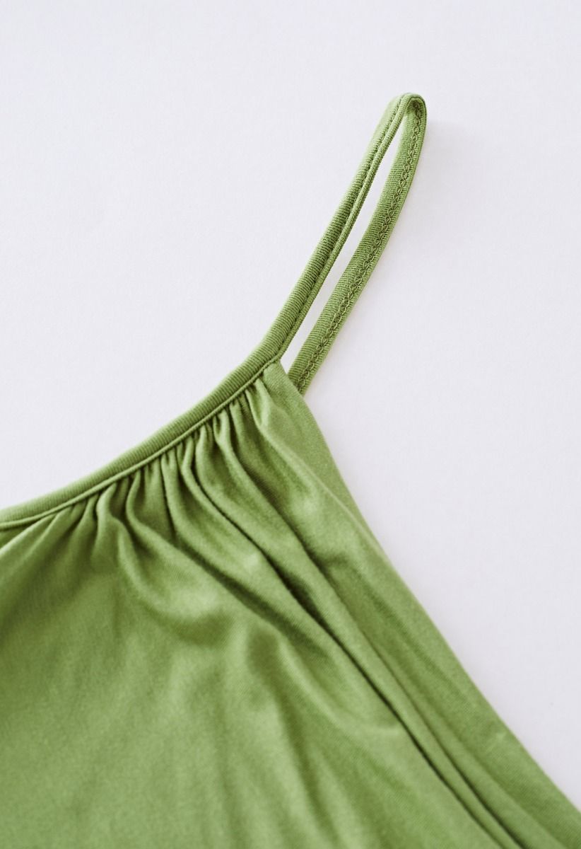 Side Ruched Bodycon Cami Maxi Dress in Lime