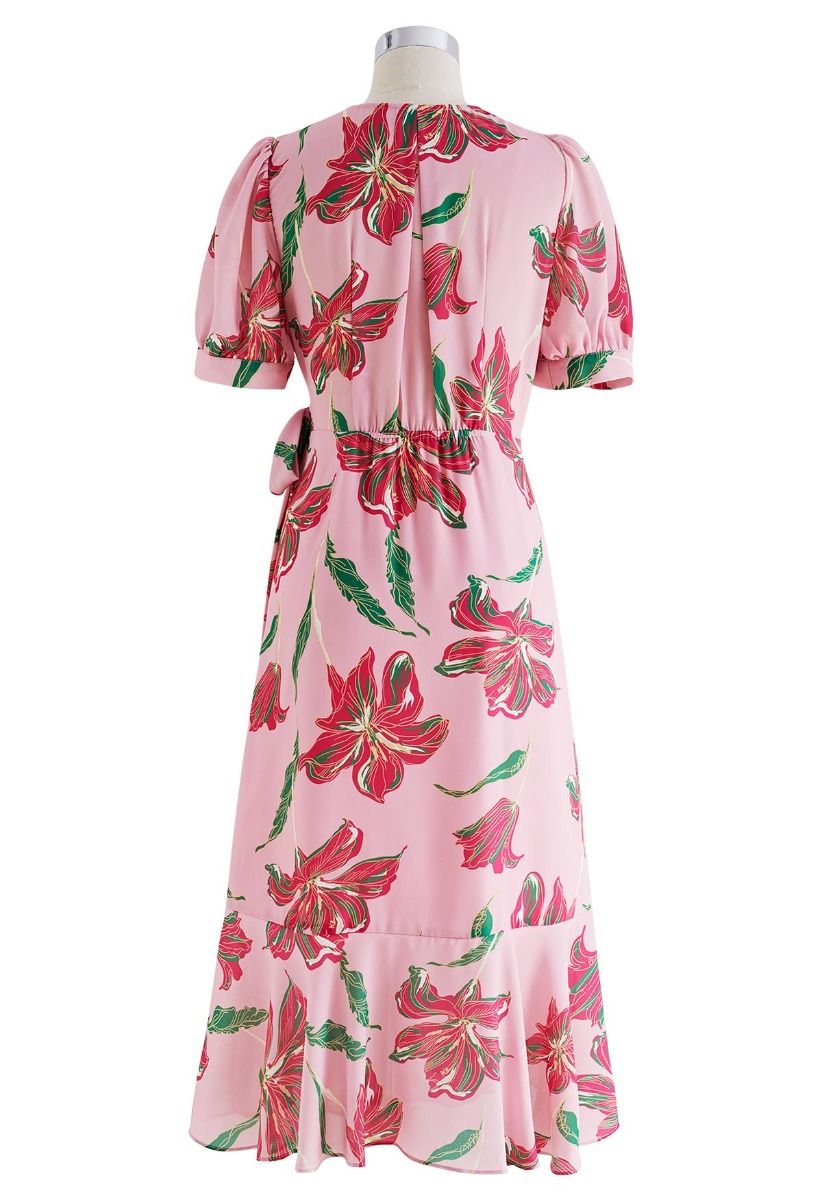 Stunning Lily Chiffon Wrap Midi Dress