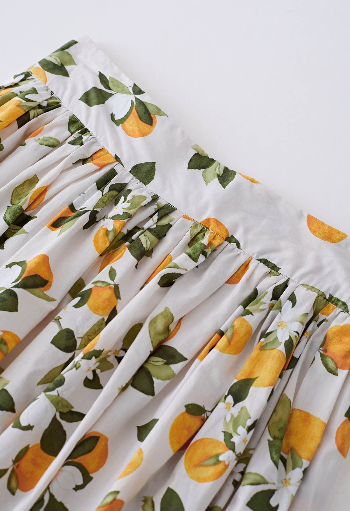 Refreshing Orange Printed Maxi Skirt in Ivory