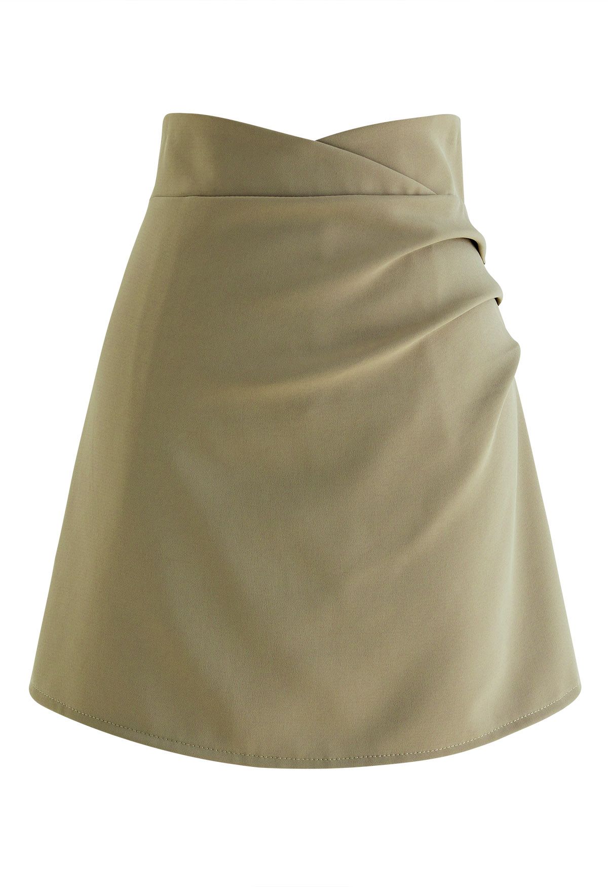 Side Ruched Mini Bud Skorts in Khaki