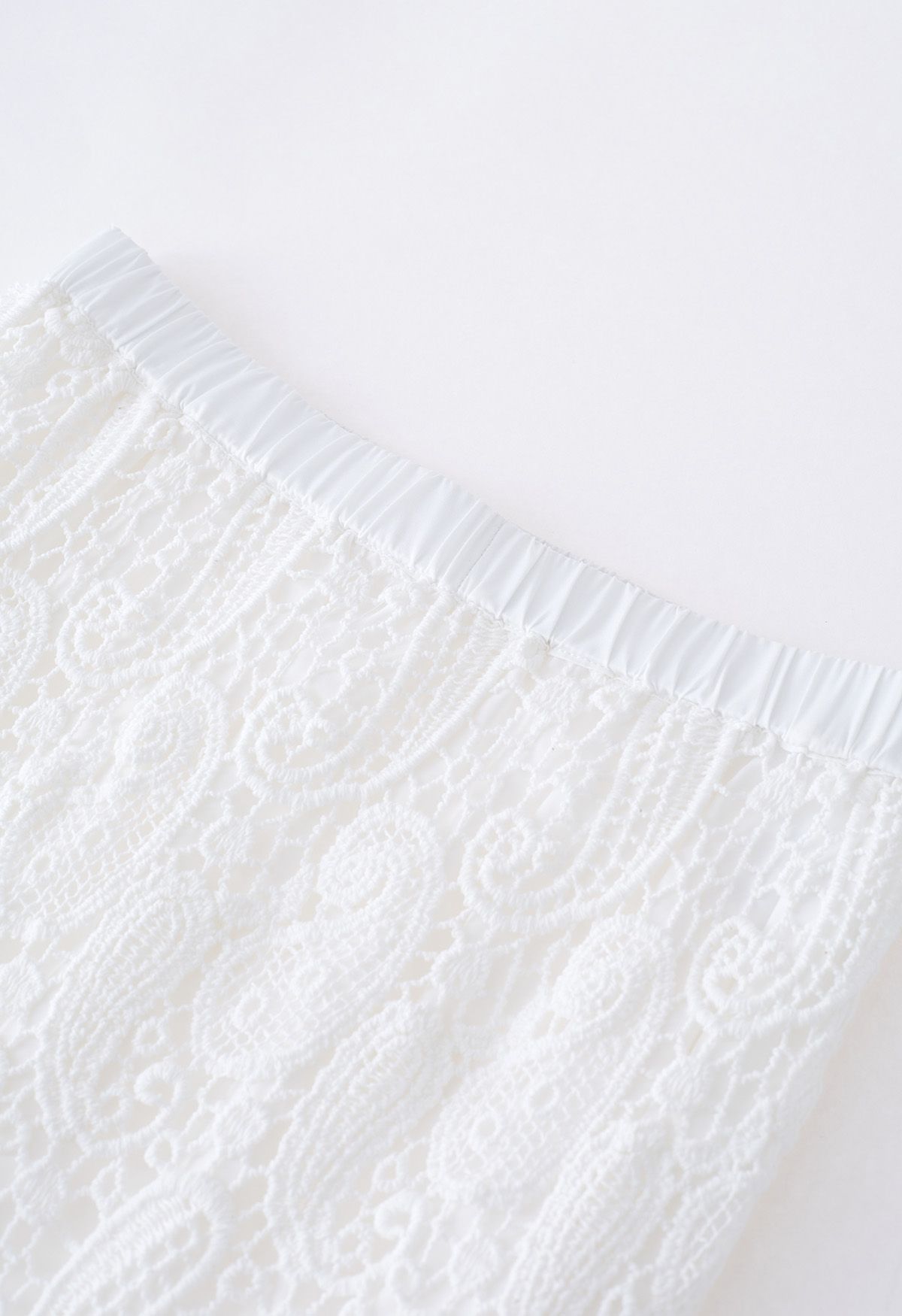 Paisley Cutwork Lace Maxi Skirt in White