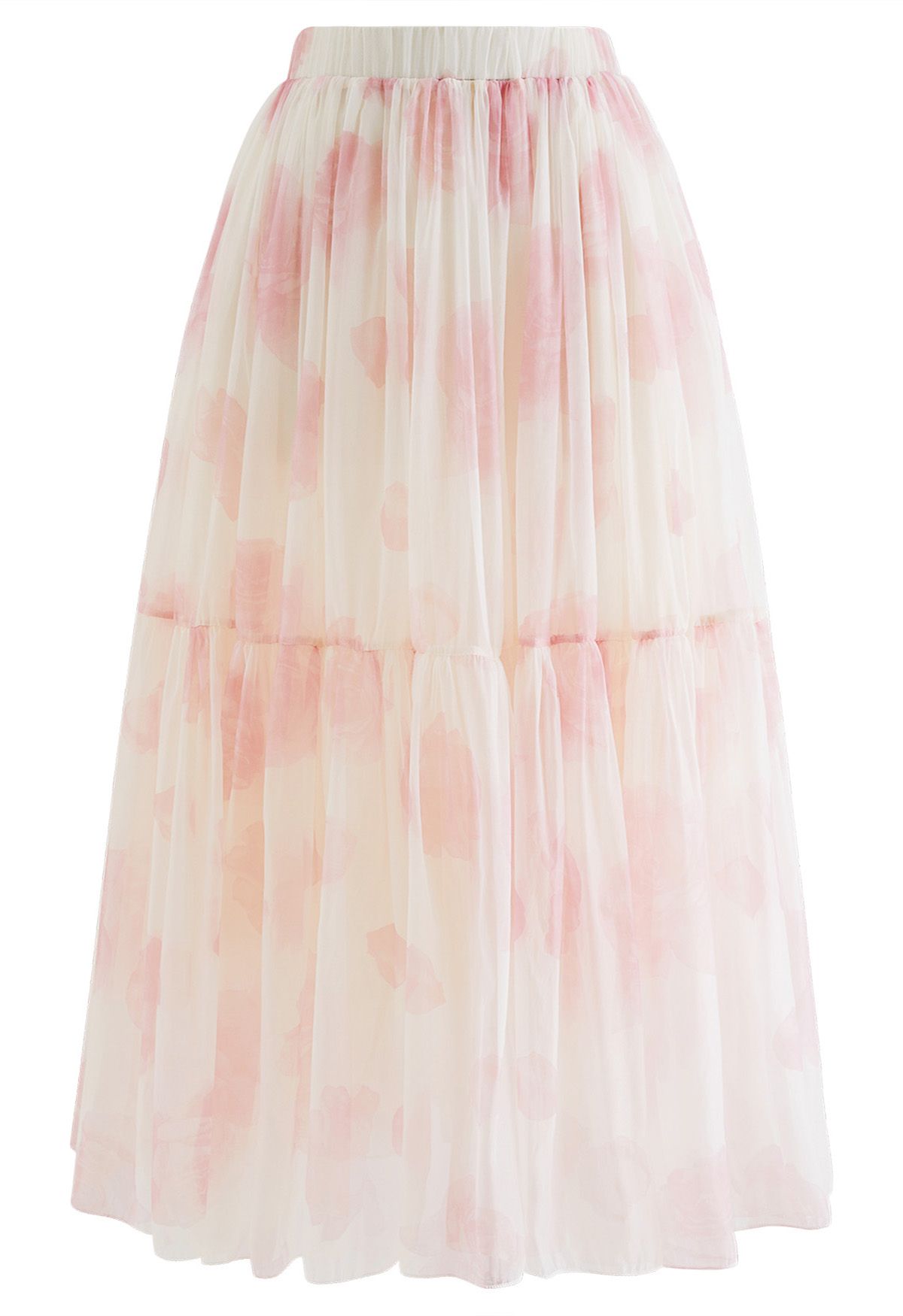 Rose pink 2024 tulle maxi skirt