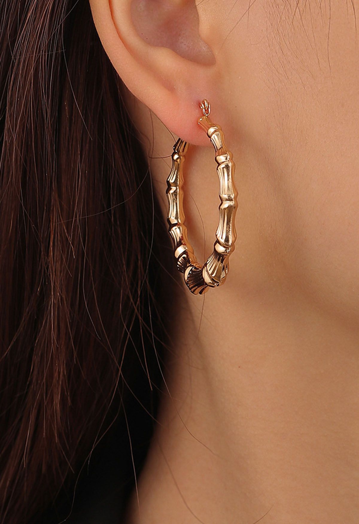 Bamboo Shape C-Shape Earrings