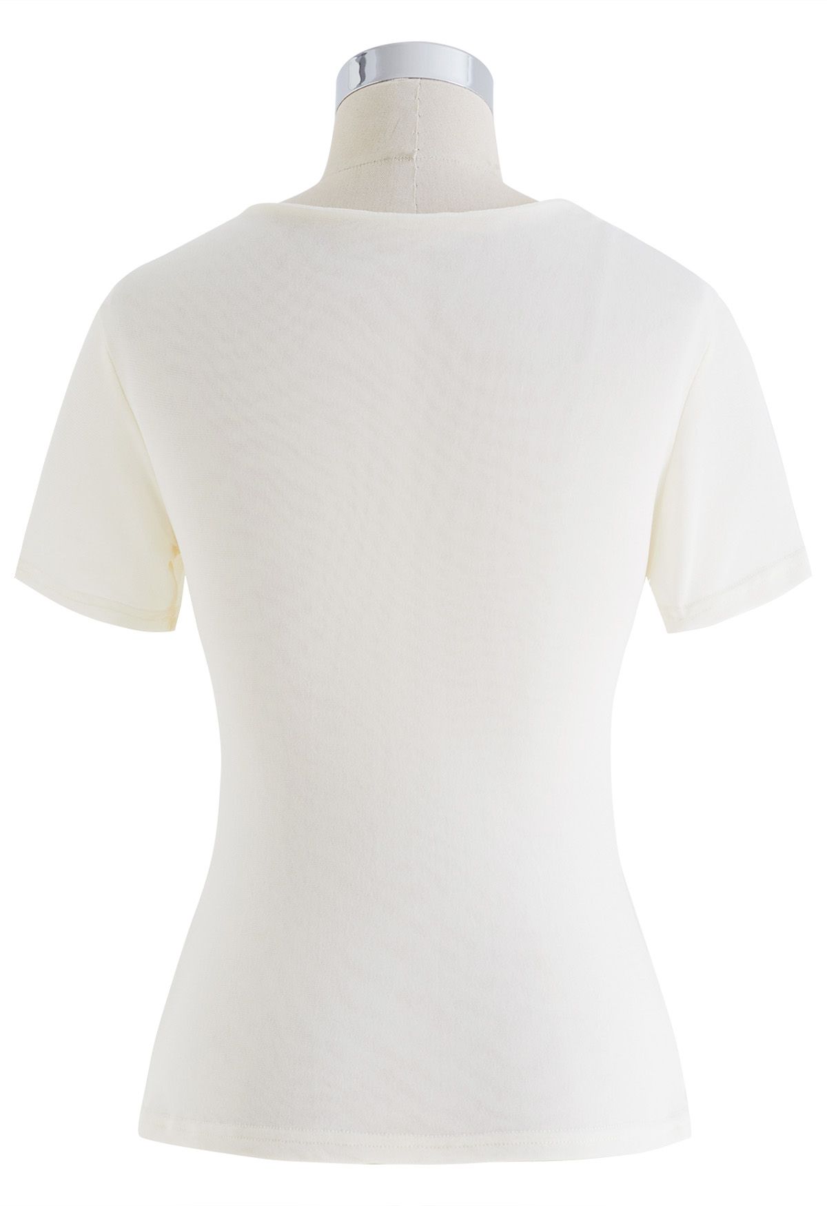 Twist Cutout Front Soft Mesh Top in Cream