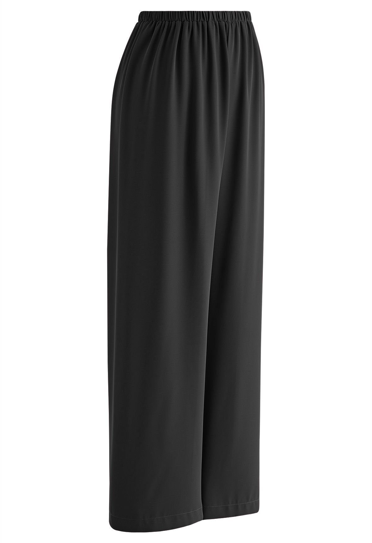 Smooth Satin Pull-On Pants in Black