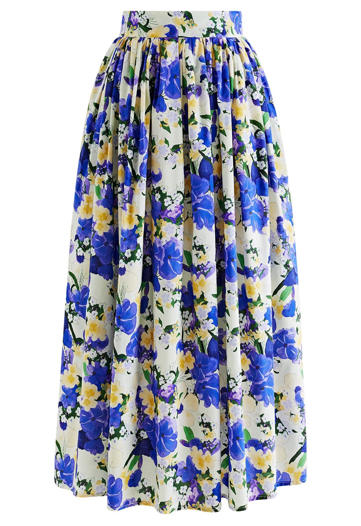 Violet Fields Side Pockets Cotton Midi Skirt