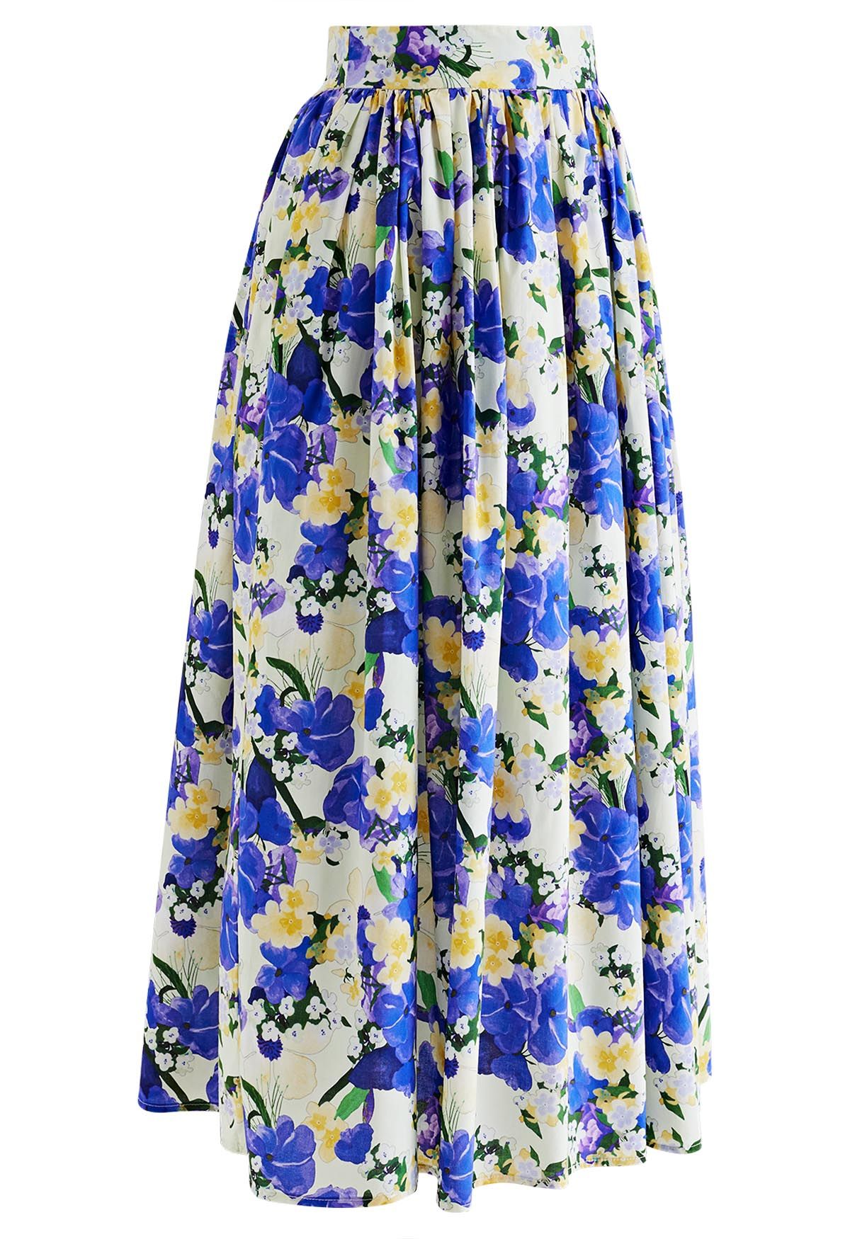 Violet Fields Side Pockets Cotton Midi Skirt