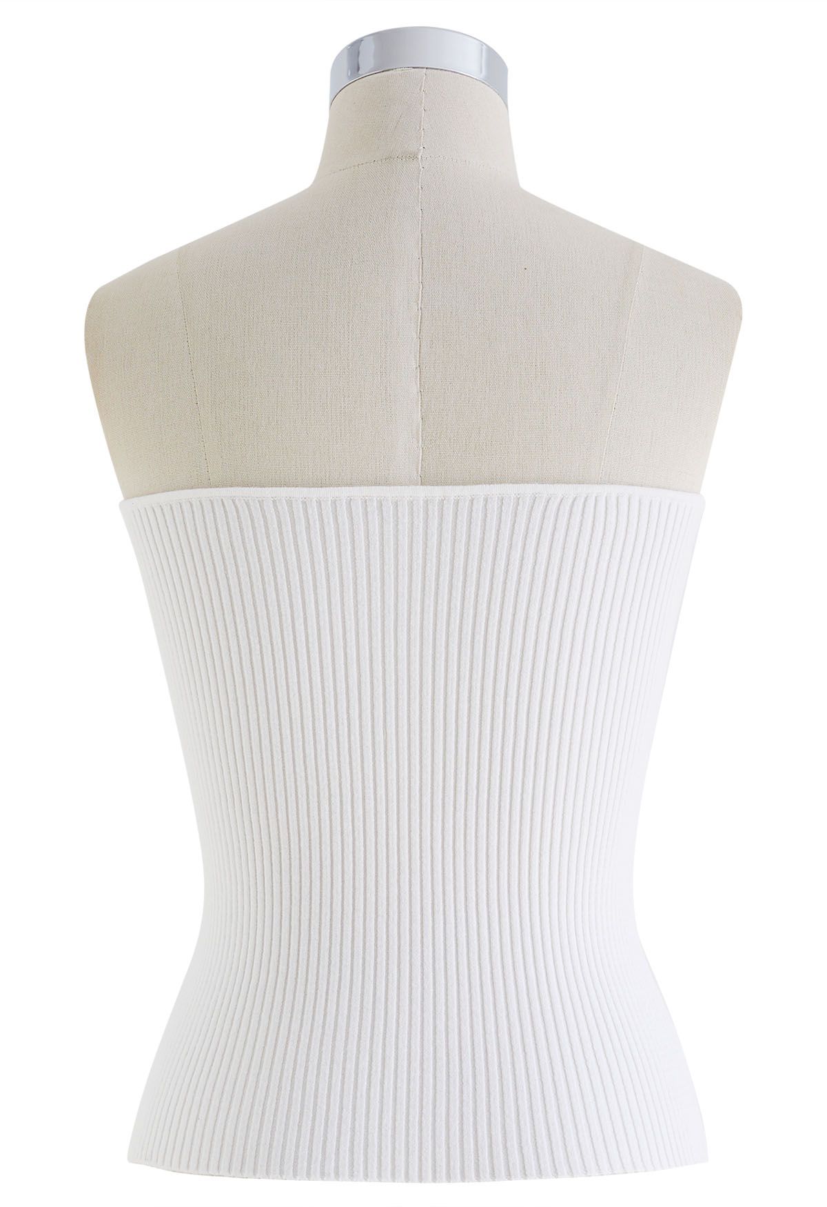 Rib Knit Bustier Tube Top in White