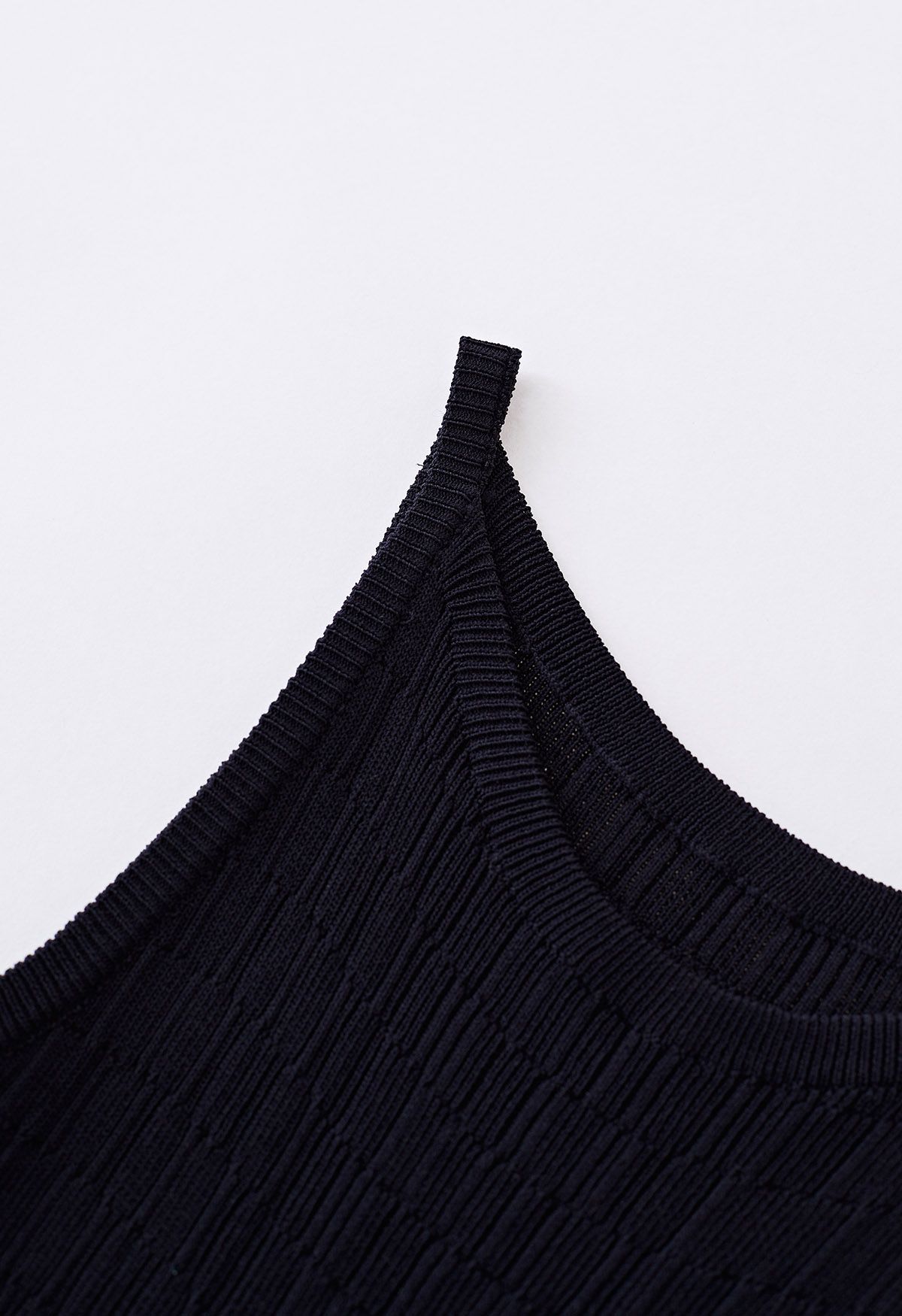 Solid Color Textured Knit Cami Dress in Black