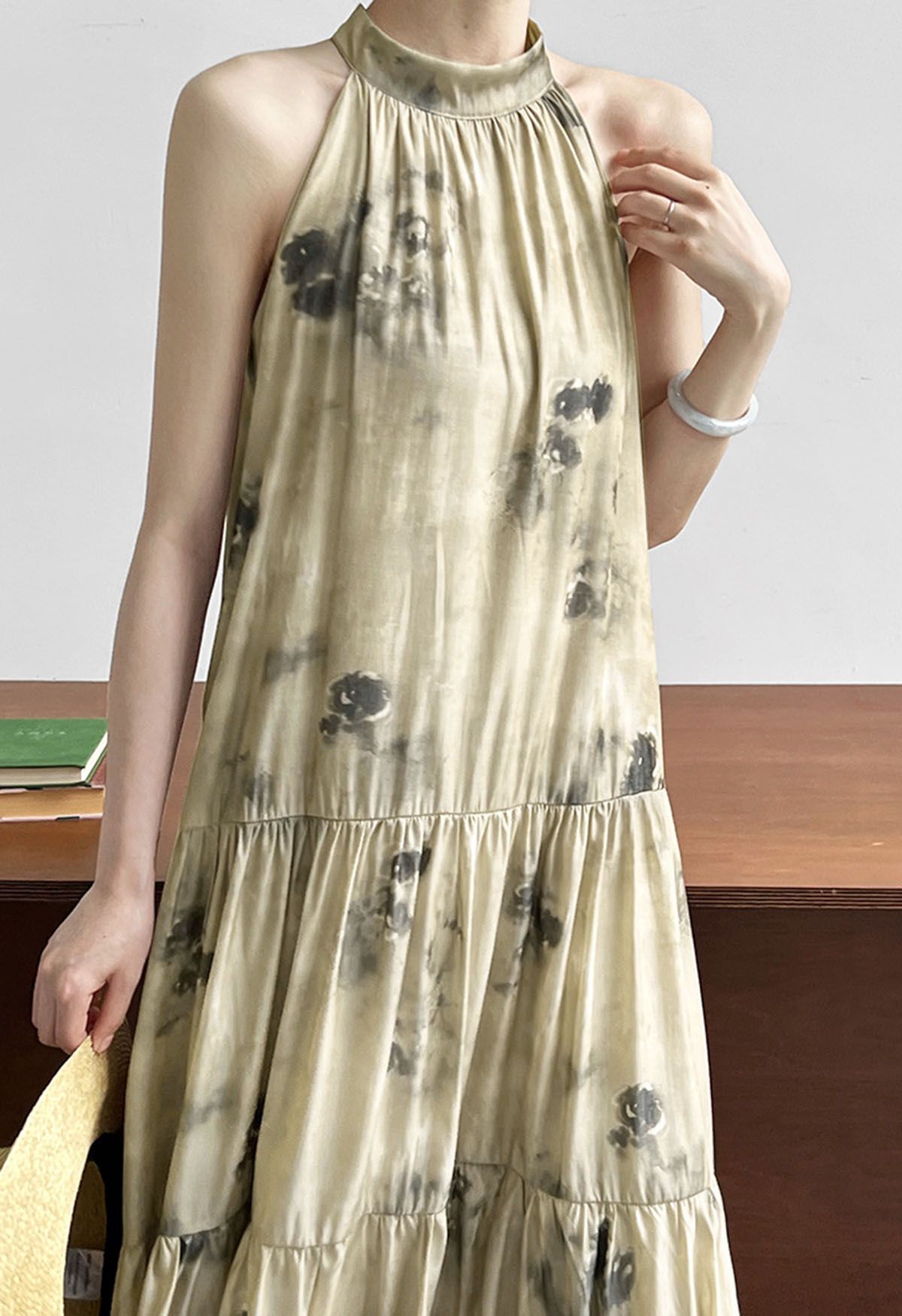 Smooth Ink Painting Halter Dress