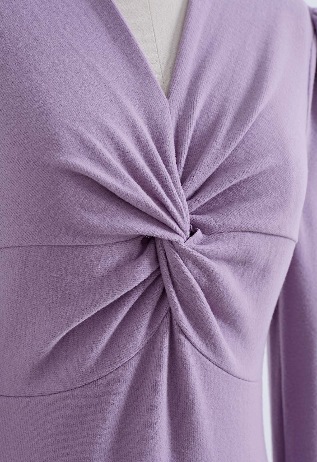 Choker Neck Twist Knot Soft Top in Lilac