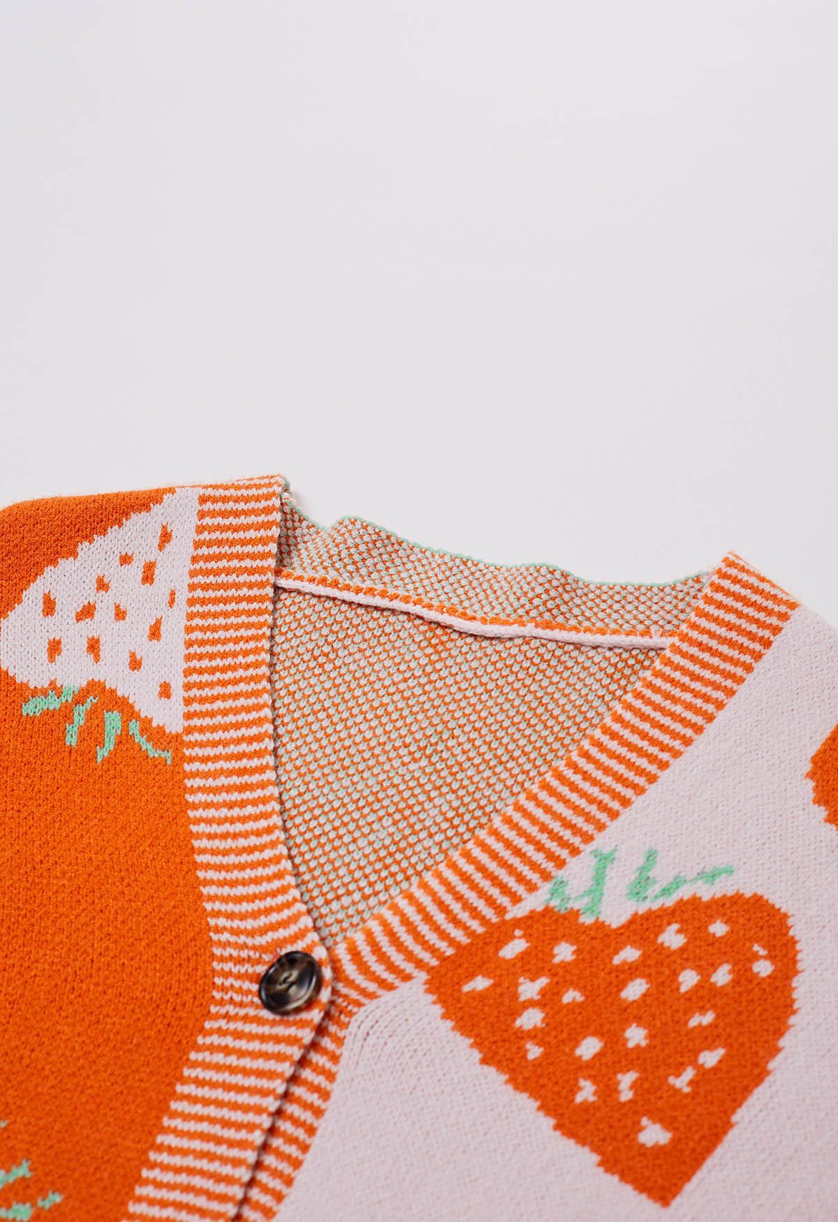 Two-Tone Strawberry Button Down Cardigan in Orange