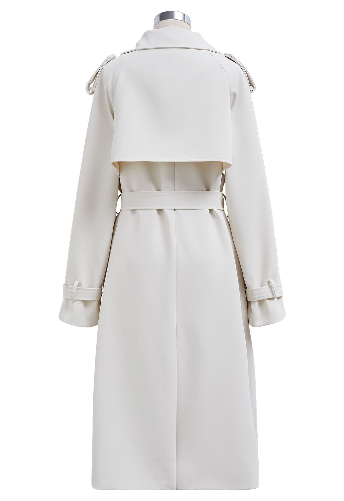 Tailored Double-Breasted Belted Trench Coat in Ivory