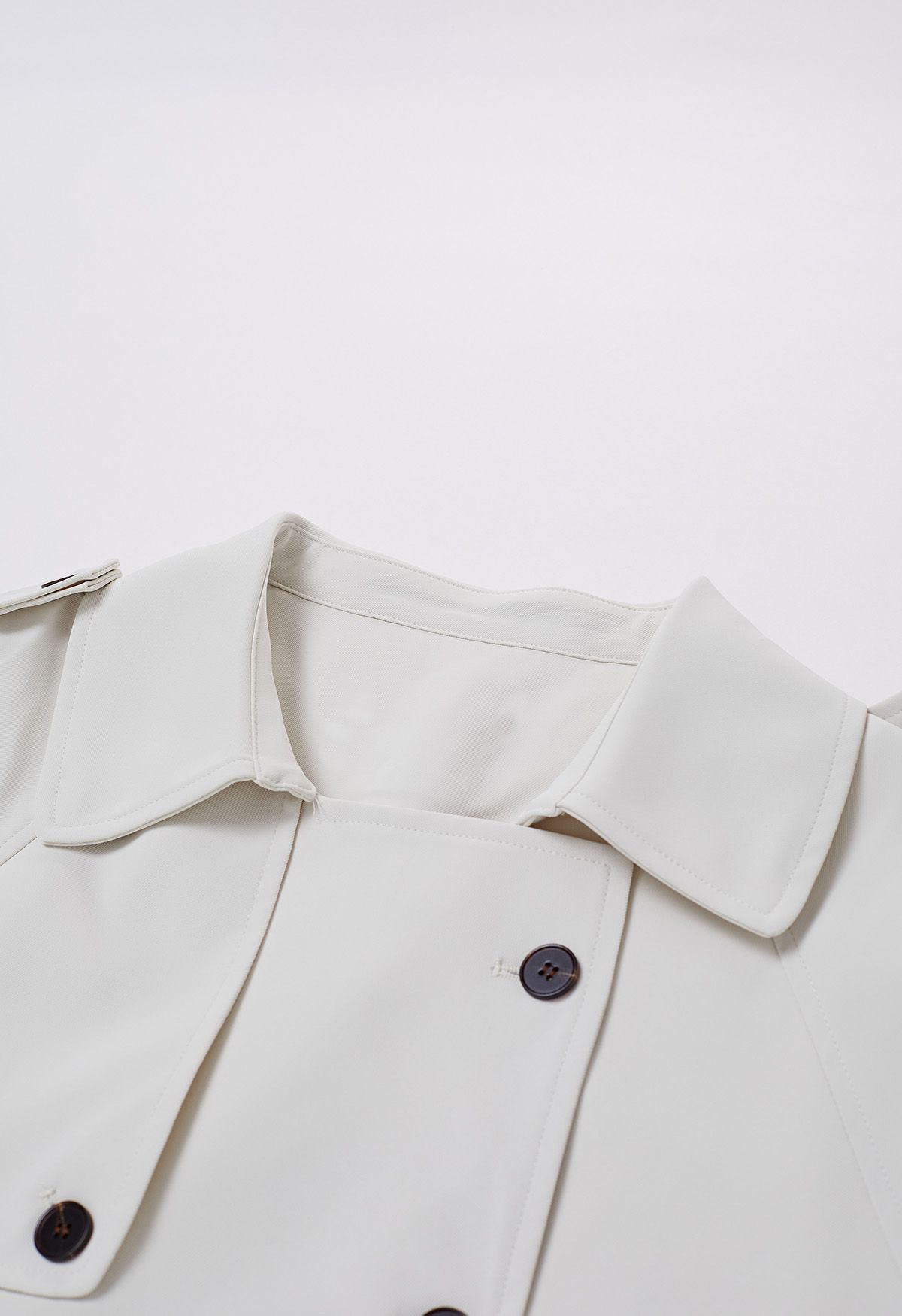 Tailored Double-Breasted Belted Trench Coat in Ivory