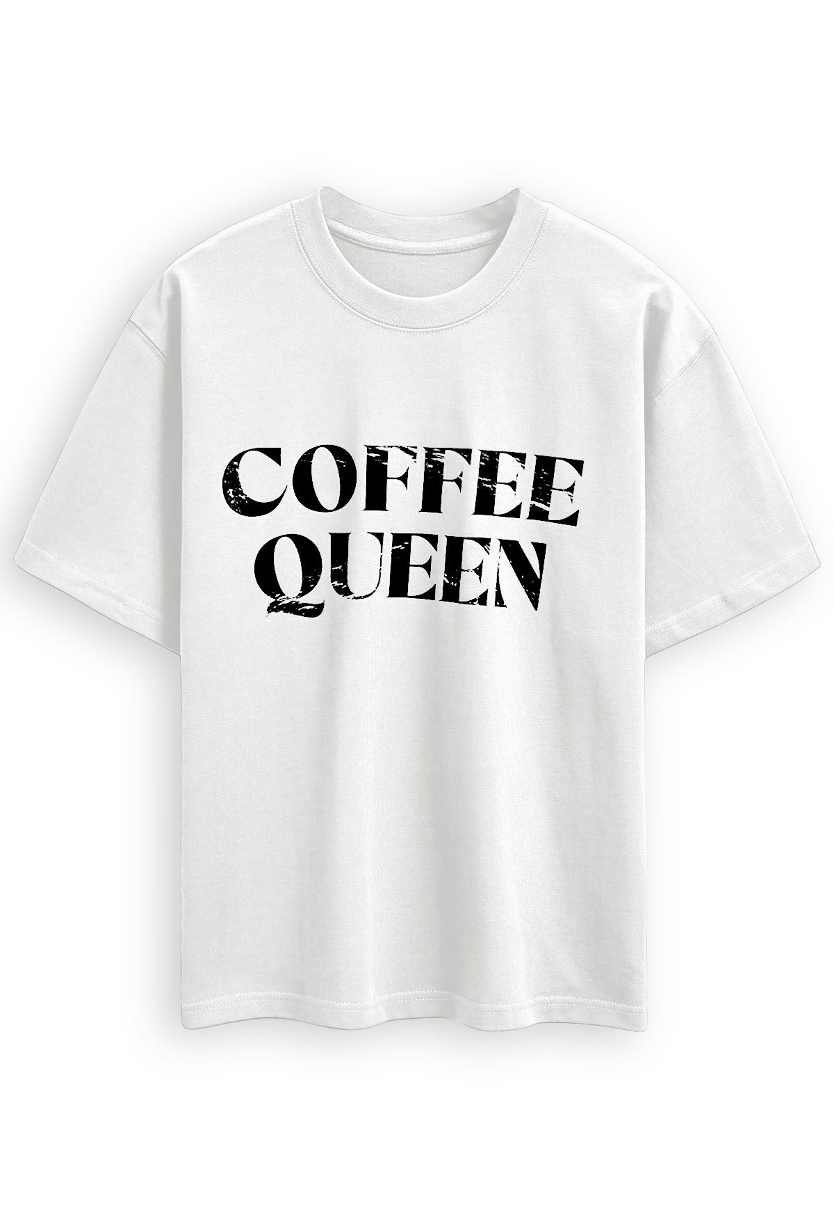 Coffee Queen Printed Cotton T-Shirt in White