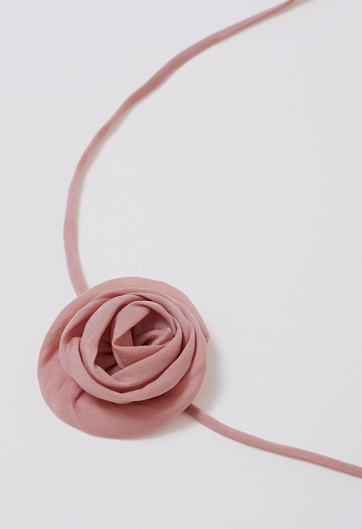 Flower Choker Necklace Ruffle Trim Shirt in Pink