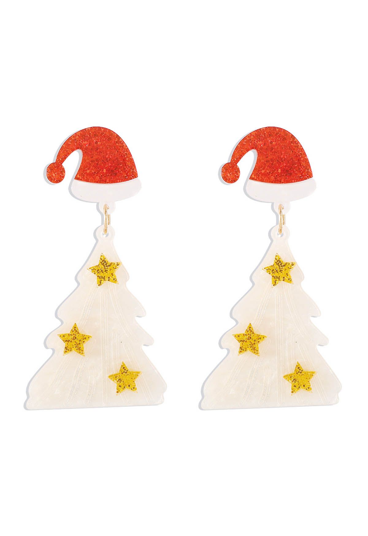 
Christmas Tree Starry Earrings in Cream