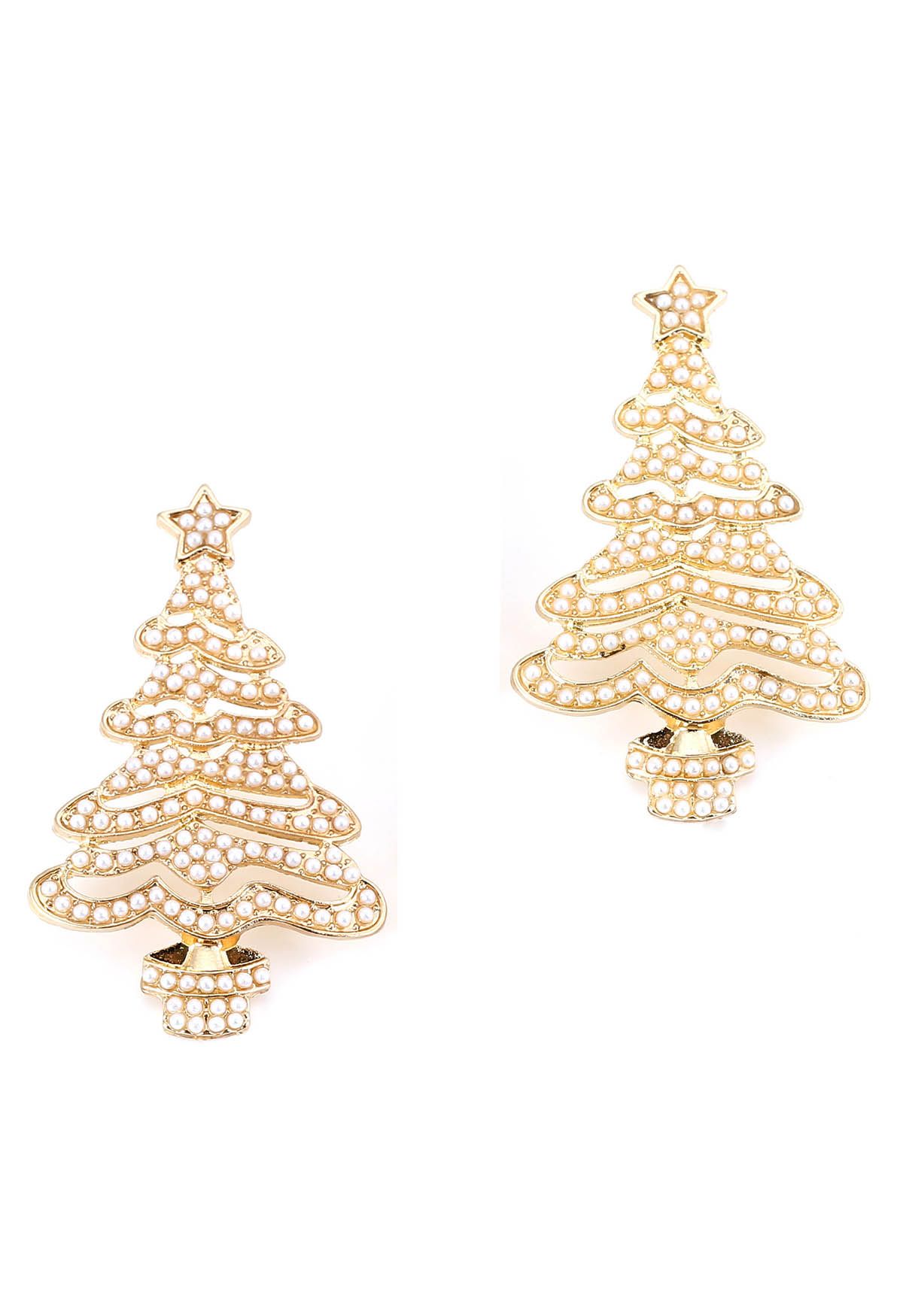 Dazzling Full Pearl Christmas Tree Earrings