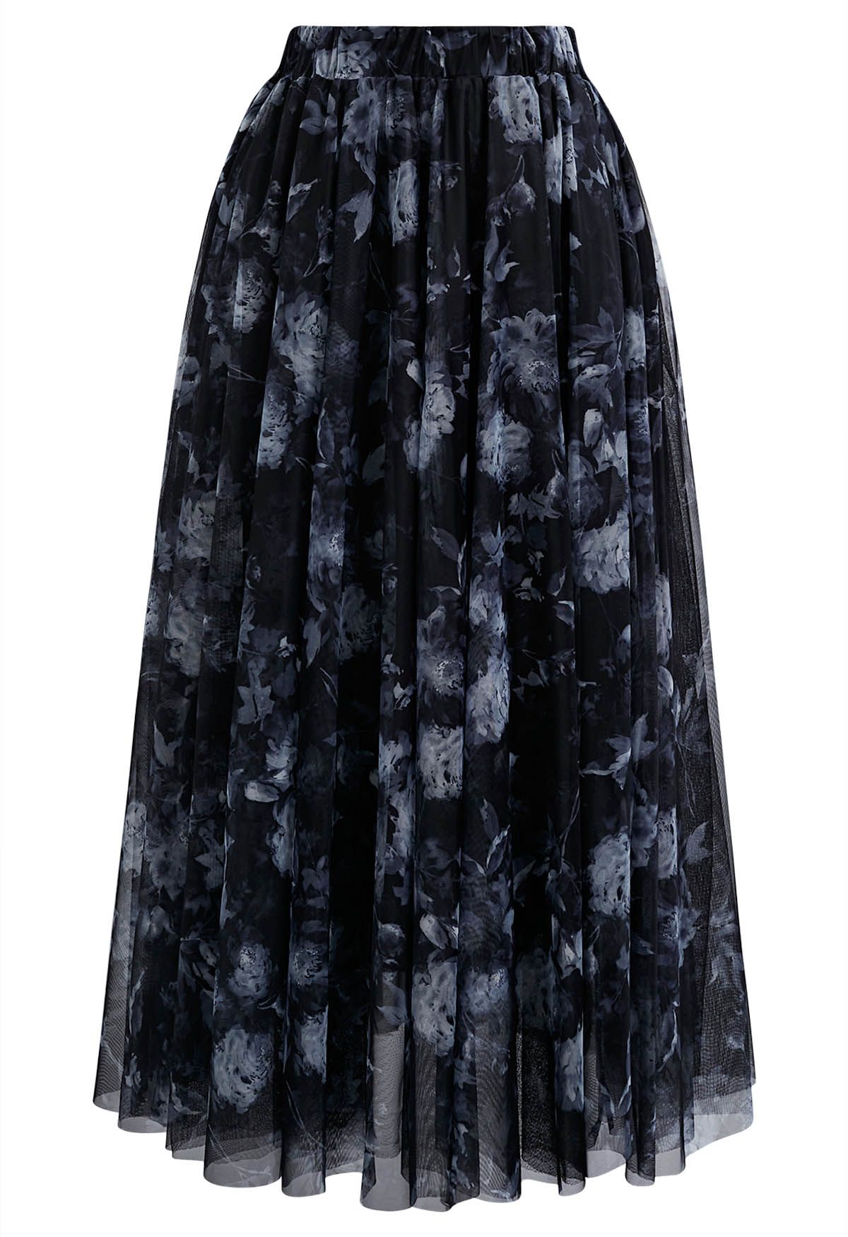 Midnight Garden Double-Layered Mesh Tulle Skirt