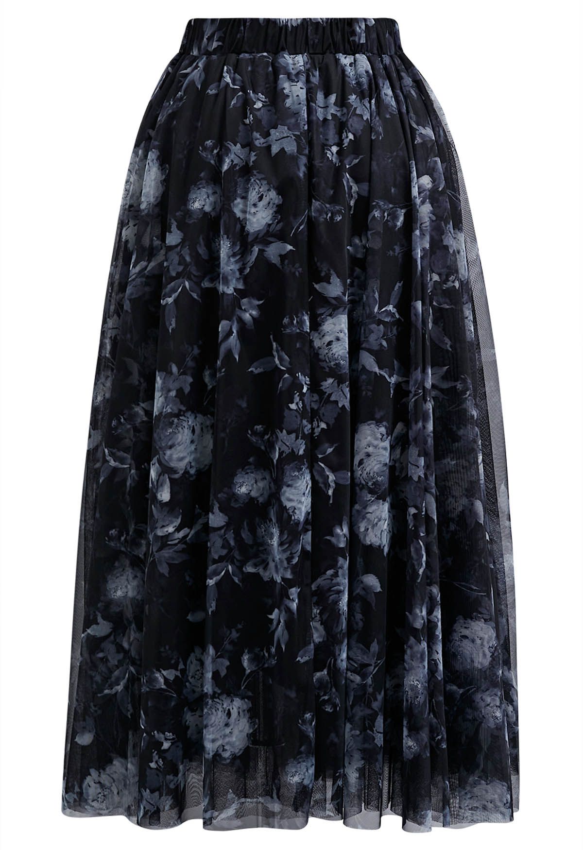 Midnight Garden Double-Layered Mesh Tulle Skirt