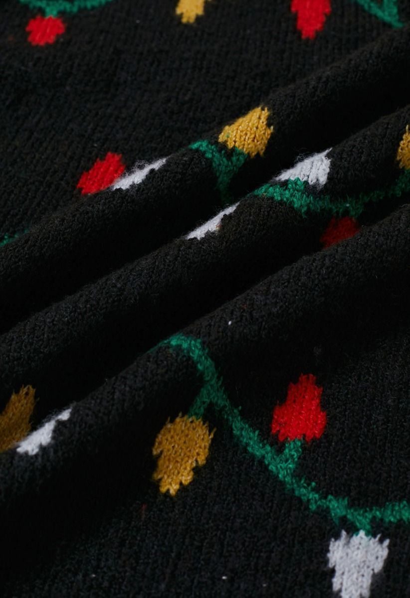 Christmas Colorful Light Pattern Knit Sweater
