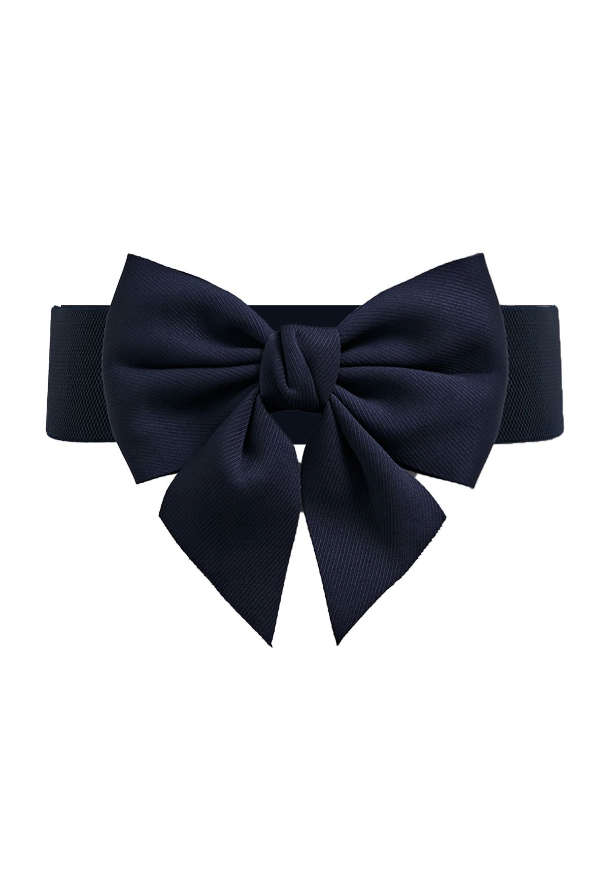 Stretchy Solid Color Bowknot Corset Belt in Navy